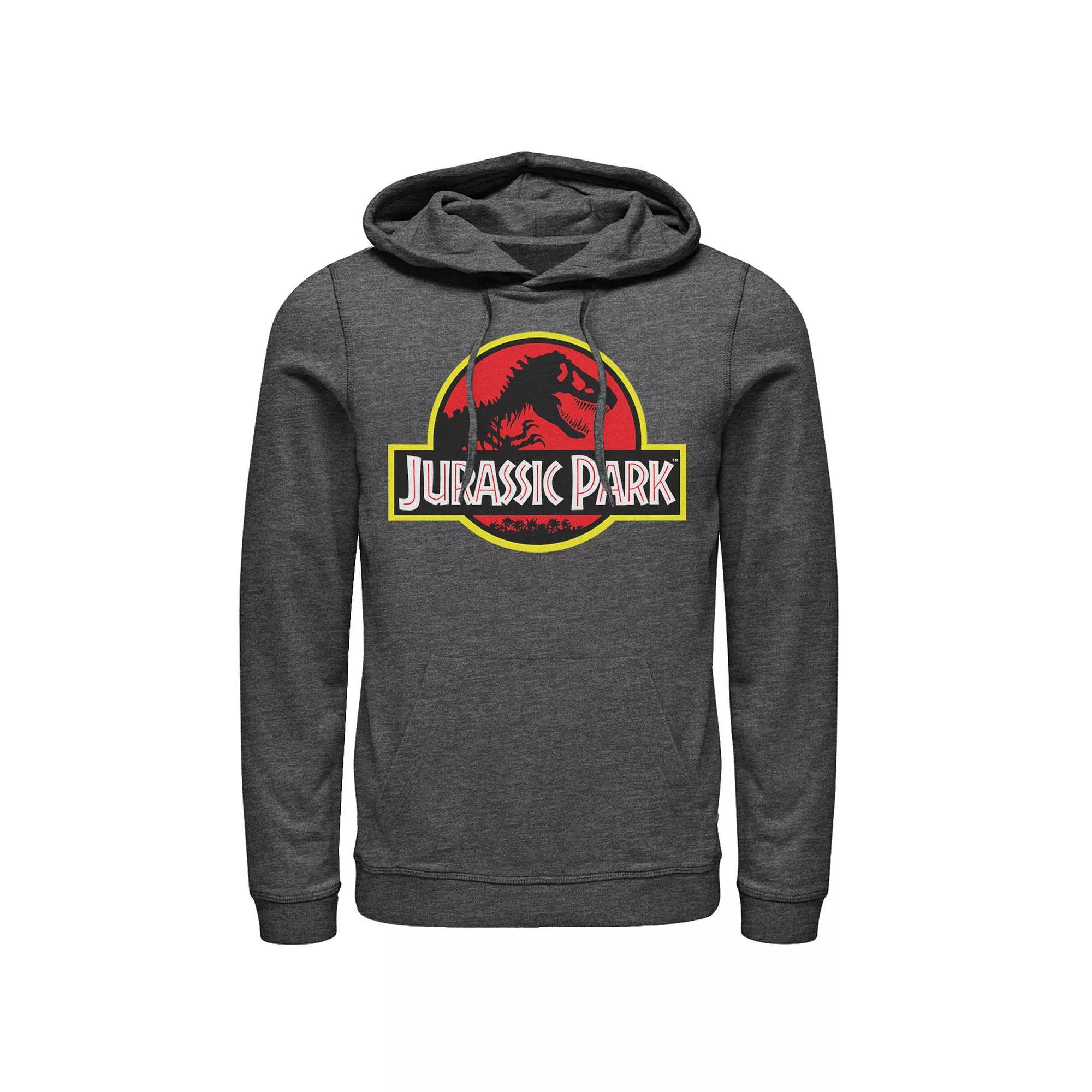 Men's Jurassic Park Retro Colors Checkered Logo Hoodie, Size: Large, Blue Product Image