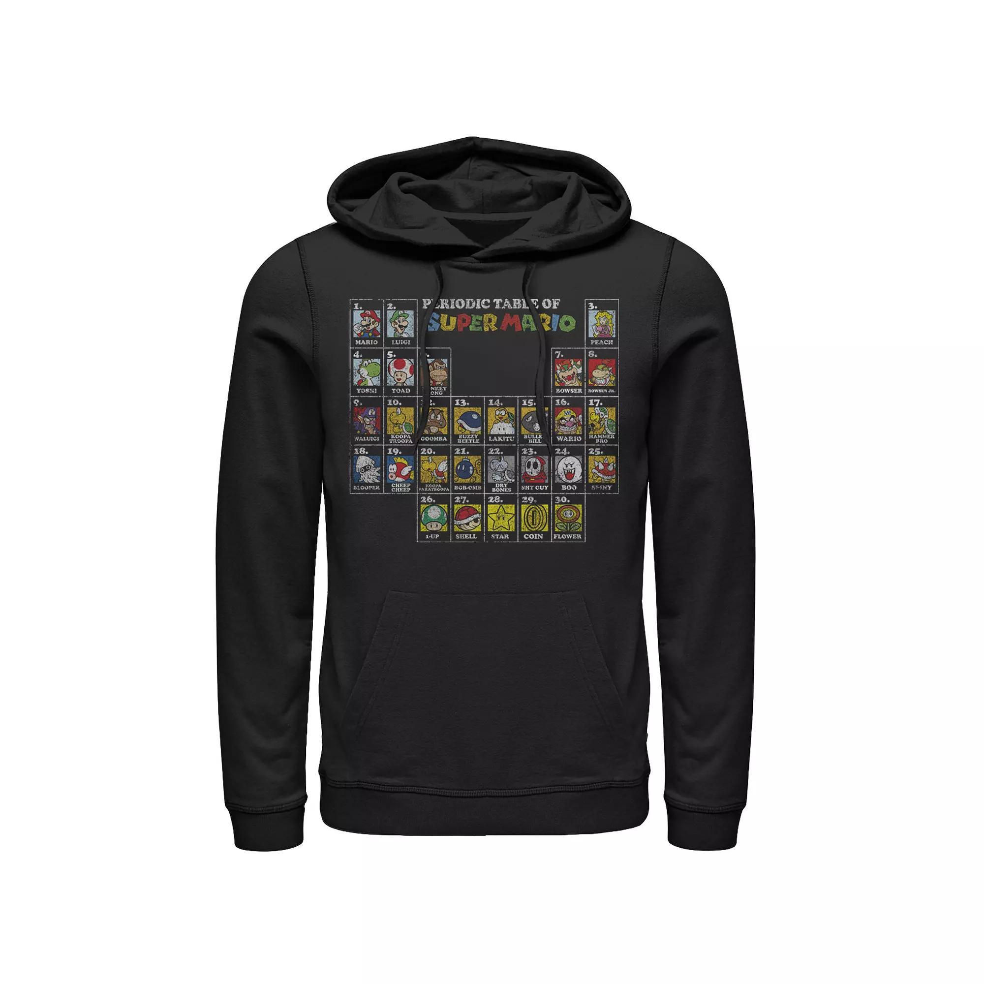 Mens Nintendo Super Mario Periodic Table Of Character Panel Grid Hoodie Product Image