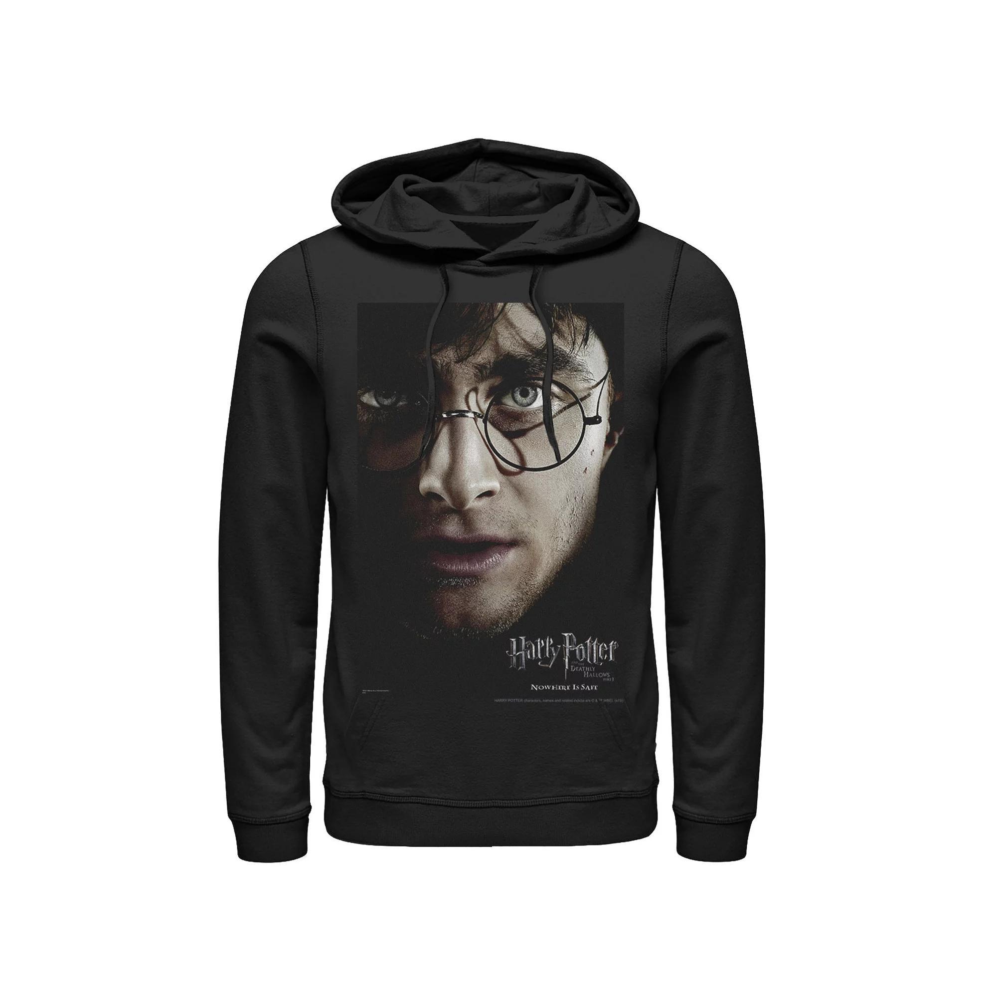 Men's Harry Potter Deathly Hallows Harry Character Poster Graphic Pullover Hoodie, Size: Medium, Black Product Image