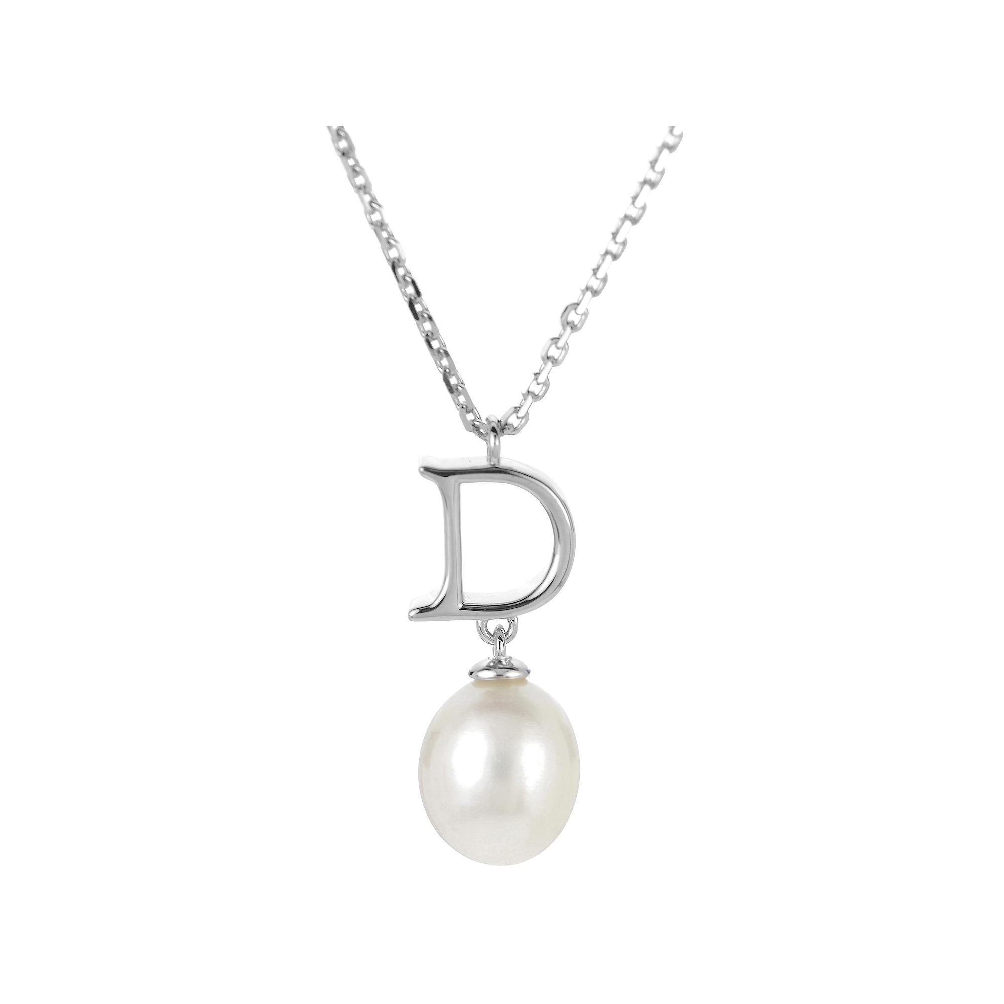 PearLustre by Imperial Sterling Silver Freshwater Cultured Pearl Initial Pendant Necklace, Womens Product Image