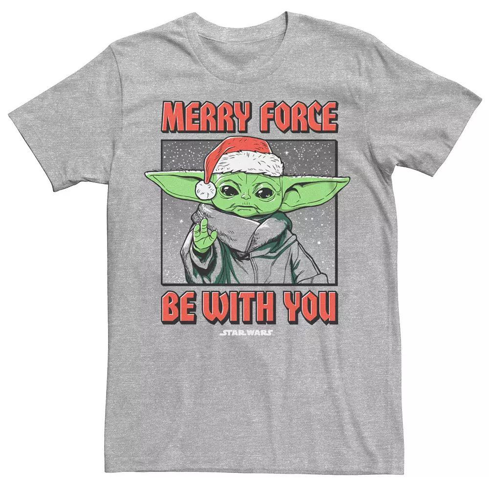 Men's The Mandalorian Grogu Merry Force Be With You Graphic Tee, Size: XXL, Athletic Grey Product Image