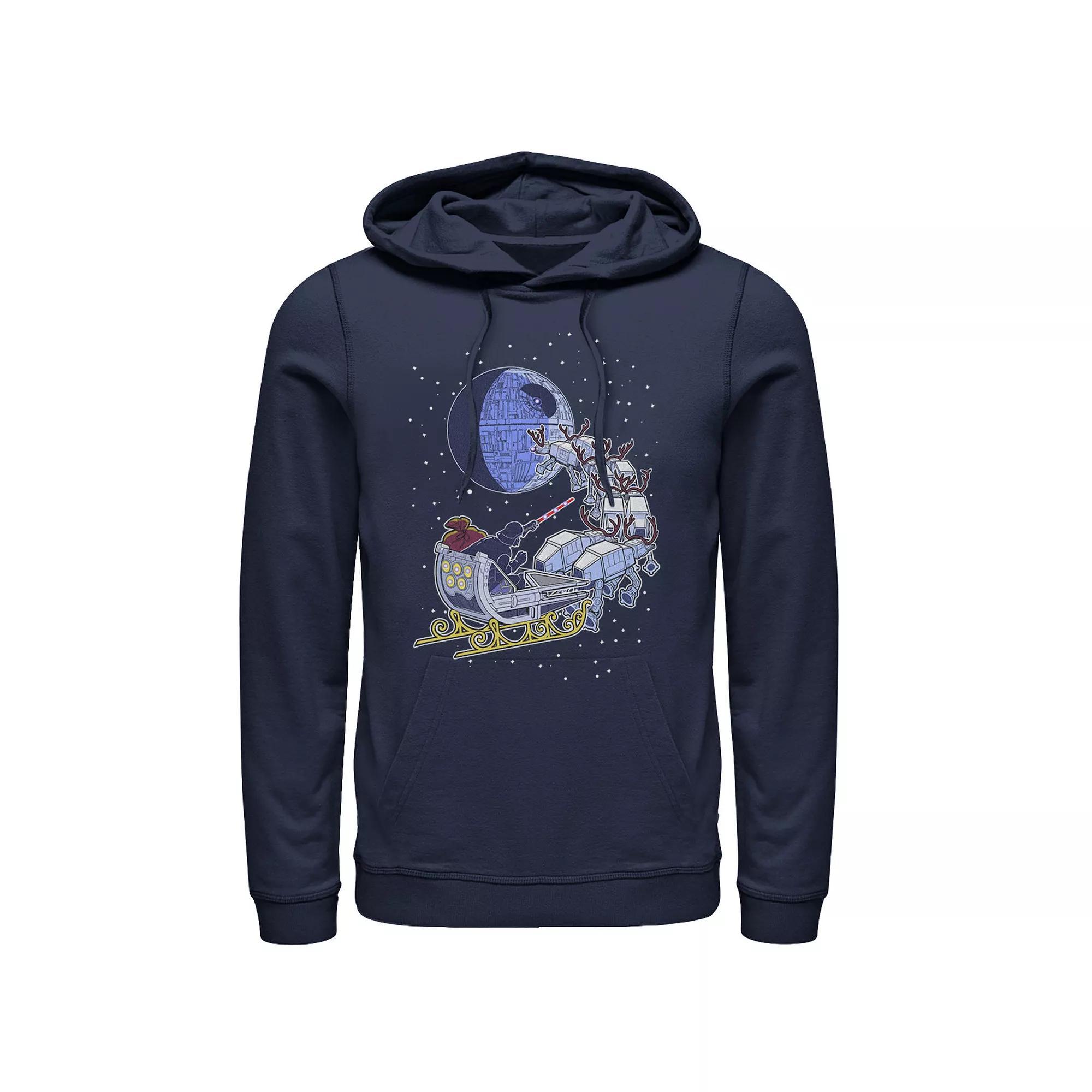 Men's Star Wars Darth Vader In A Sleigh Portrait Hoodie, Size: Small, Blue Product Image