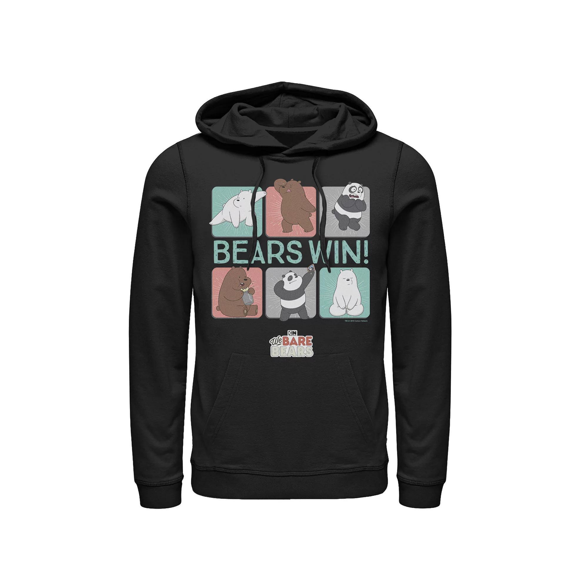 Men's We Bare Bears Bears Win Character Panels Hoodie, Size: Small, Black Product Image