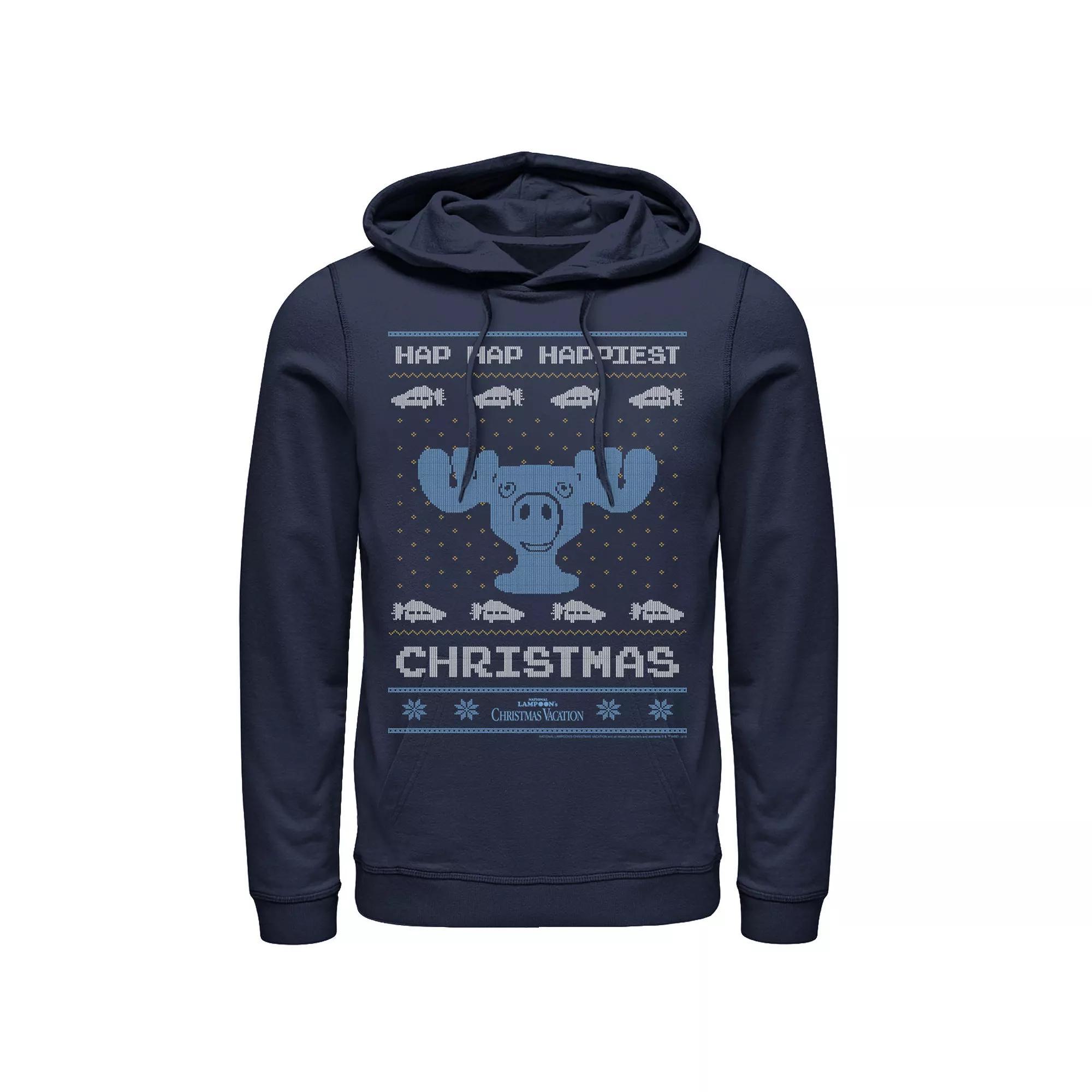 Men's National Lampoon's Christmas Vacation Hap Hap Happiest Ugly Graphic Hoodie, Size: XL, Blue Product Image