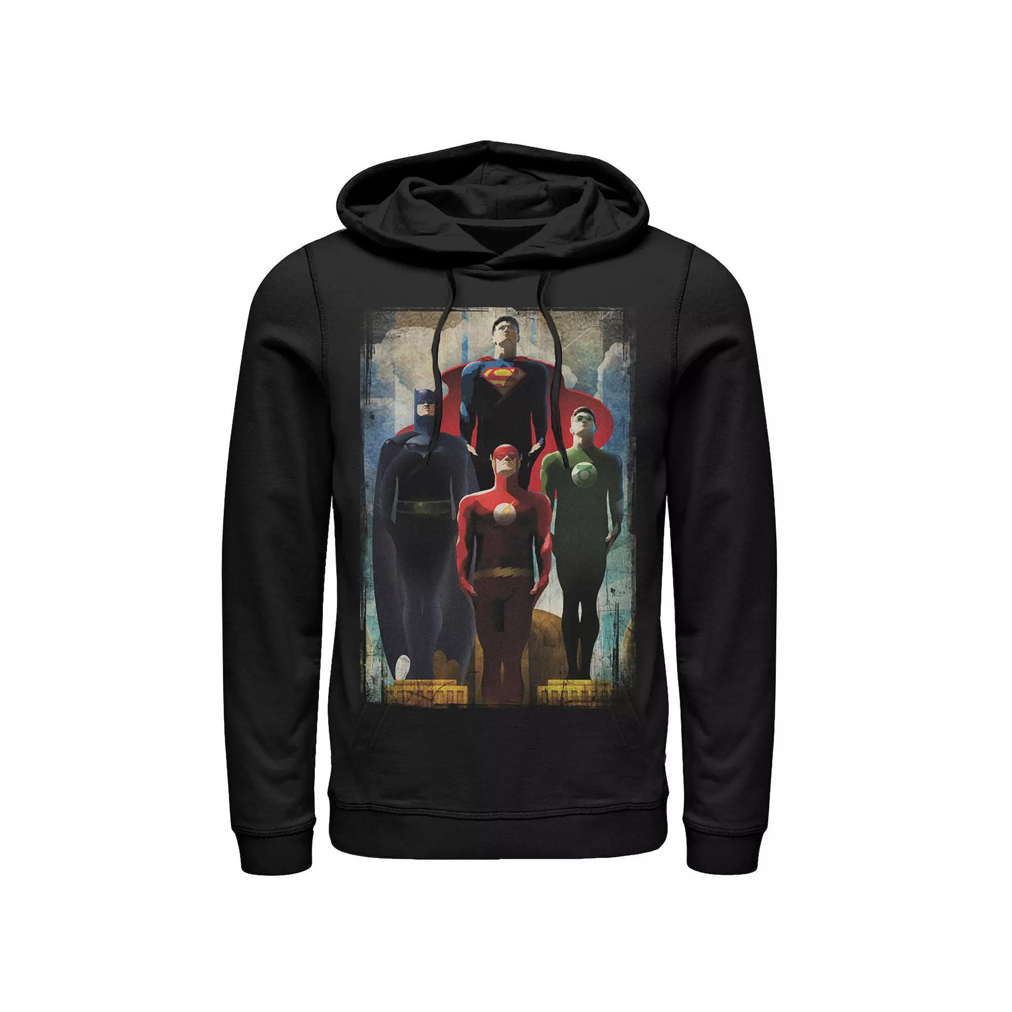 Men's DC Comics Justice League Heroes Look Up Hoodie, Size: XL, Black Product Image