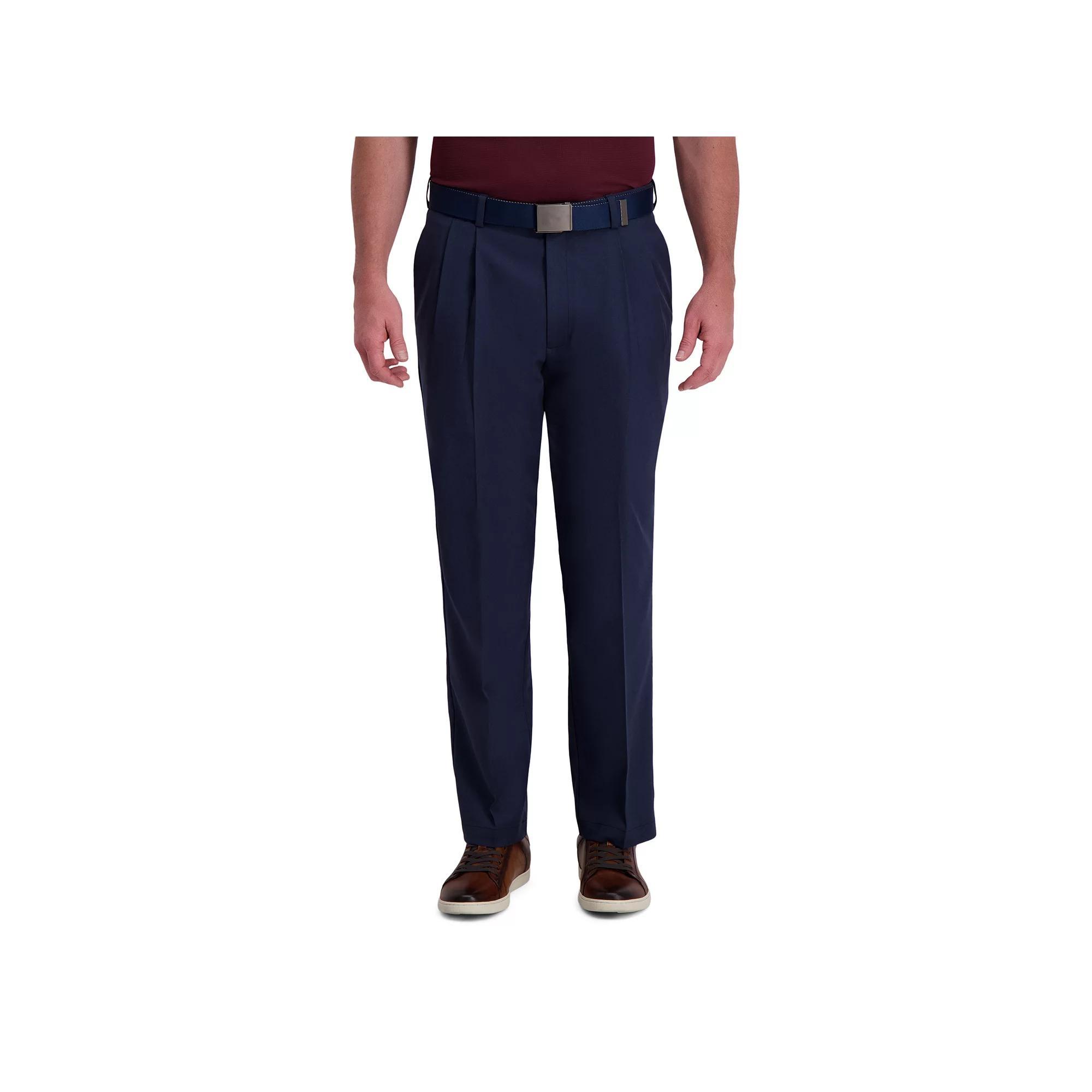 Men's Haggar® Cool Right® Performance Flex Classic-Fit Pleated Pants, Size: 44X29, Green Product Image