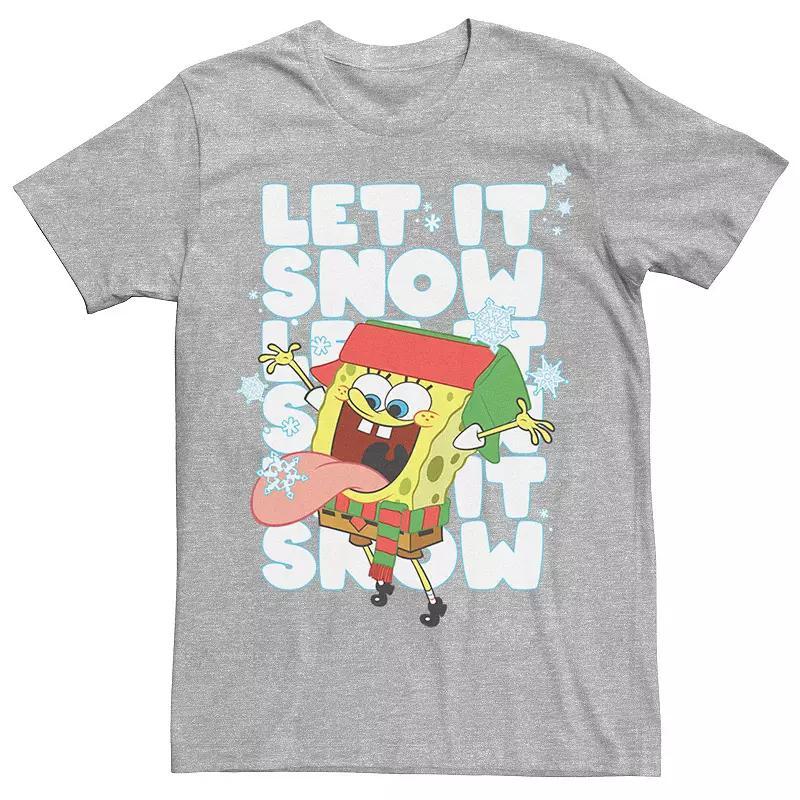 Men's Spongebob Squarepants Let It Snow Tee, Size: XXL, Red Grey Product Image