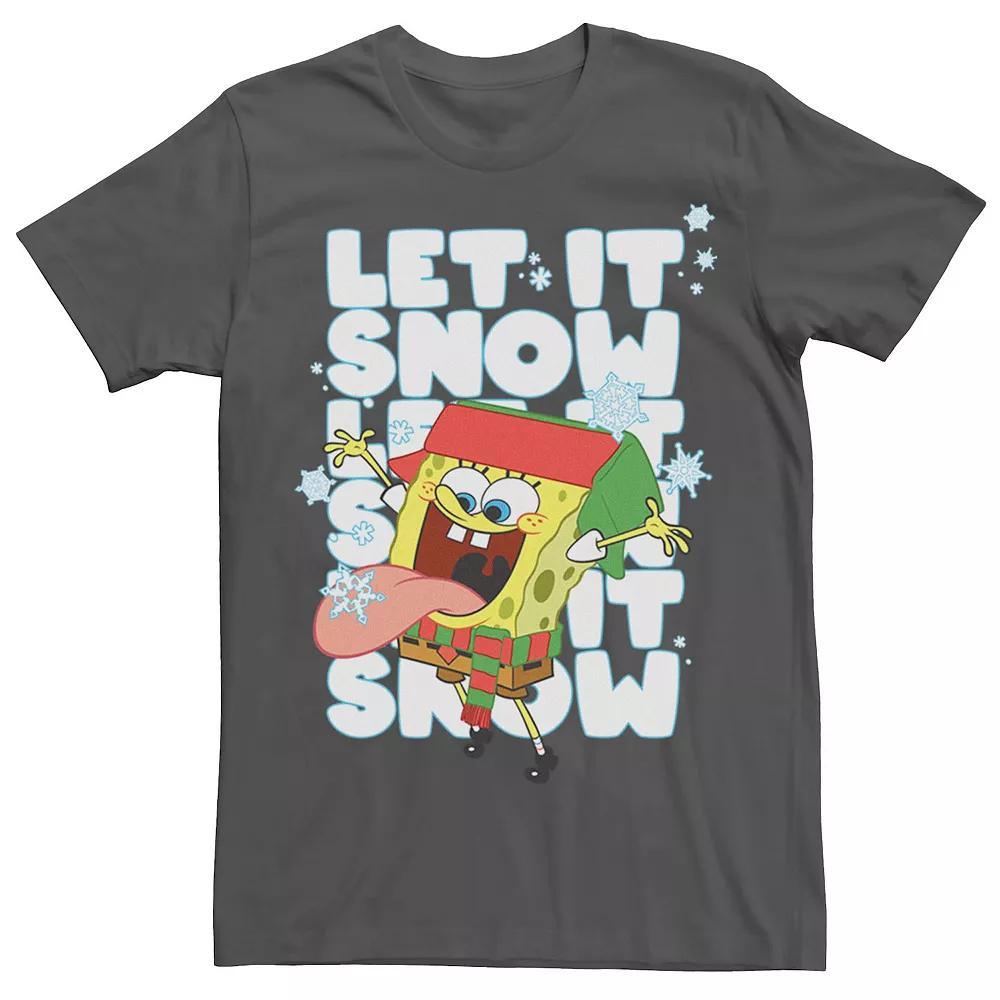 Men's Spongebob Squarepants Let It Snow Tee, Size: XXL, Red Grey Product Image