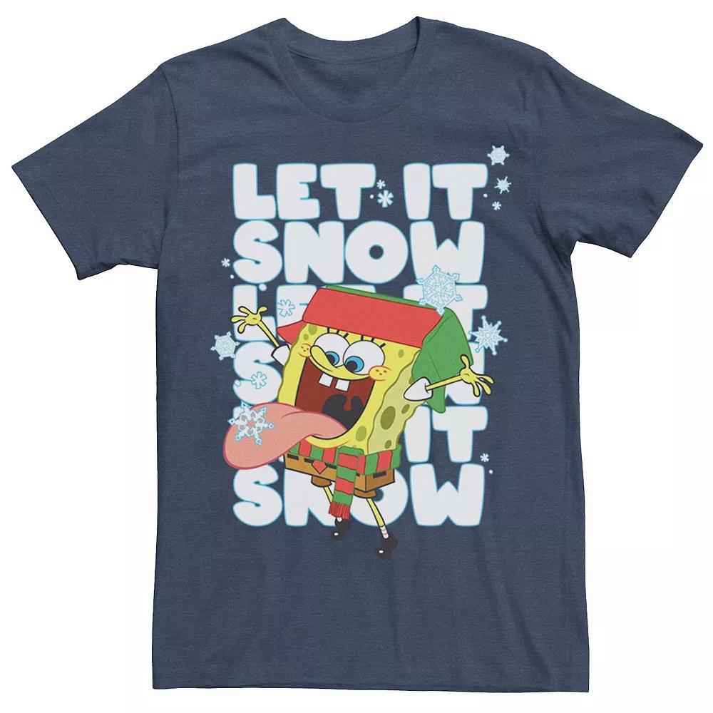 Men's Spongebob Squarepants Let It Snow Tee, Size: XXL, Red Grey Product Image