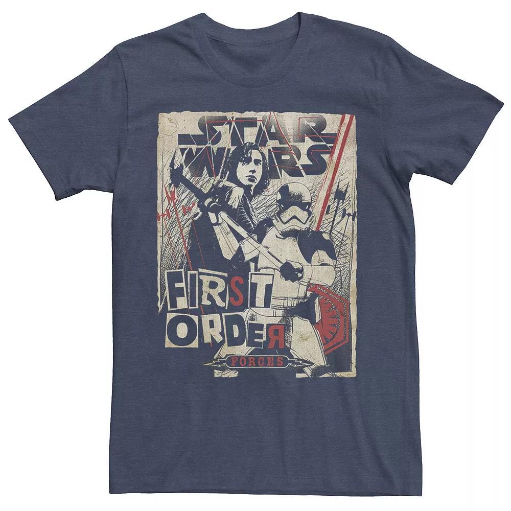 Men's Star Wars Last Jedi First Order Cutout Grunge Poster Tee, Size: Large, Navy Grey Product Image