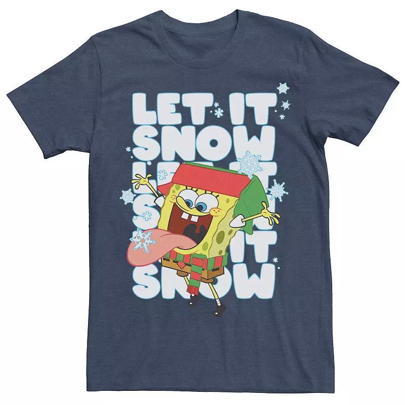 Men's Spongebob Squarepants Let It Snow Tee, Size: XXL, Red Grey Product Image