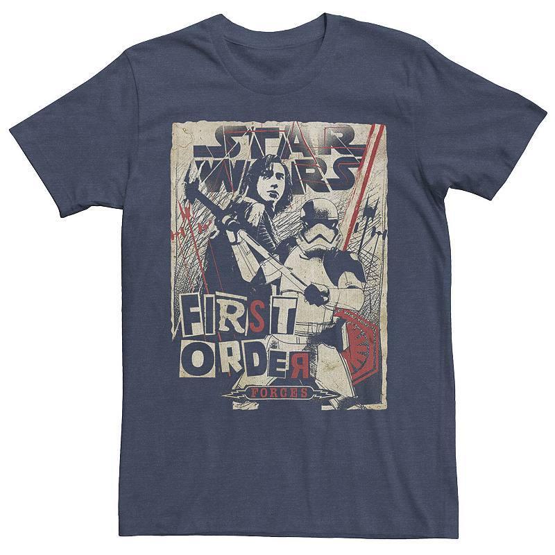 Men's Star Wars Last Jedi First Order Cutout Grunge Poster Tee, Size: Large, Navy Grey Product Image