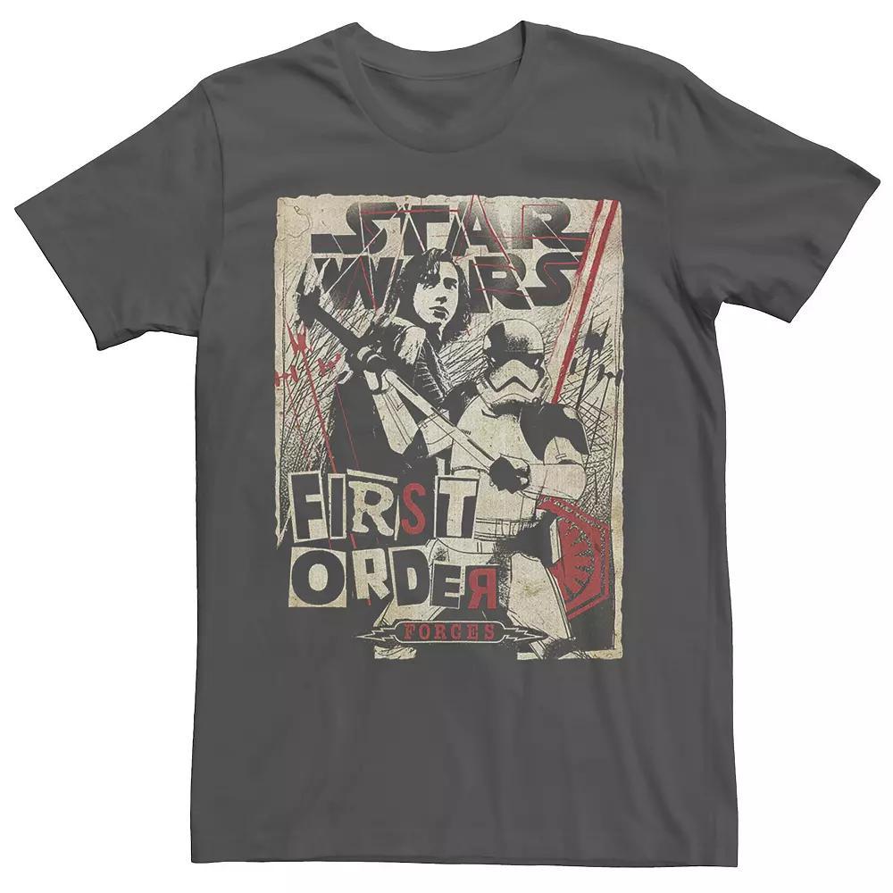 Men's Star Wars Last Jedi First Order Cutout Grunge Poster Tee, Size: XXL, Navy Grey Product Image