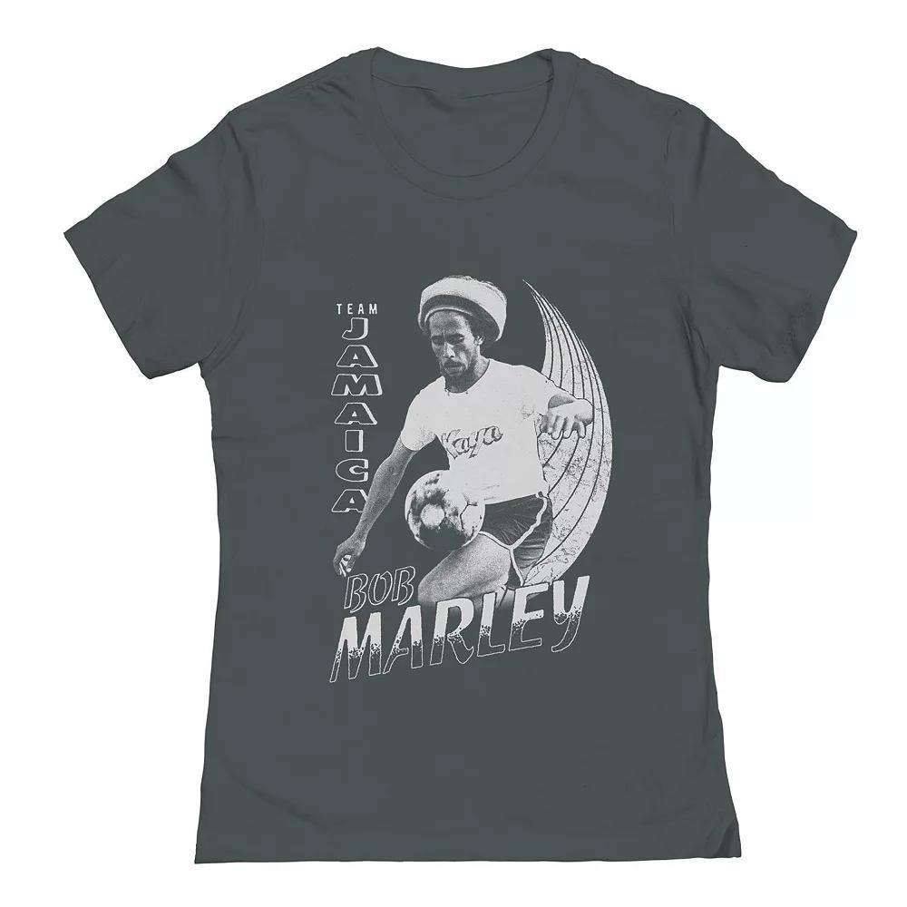 Junior's Bob Marley Team Jamaica Soccer Graphic Tee, Women's, Size: Medium, Heavy Grey Product Image