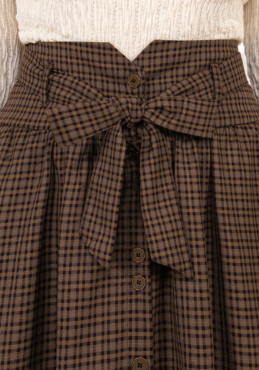 Sweetspire Check Tie Waist Midaxi Skirt Product Image