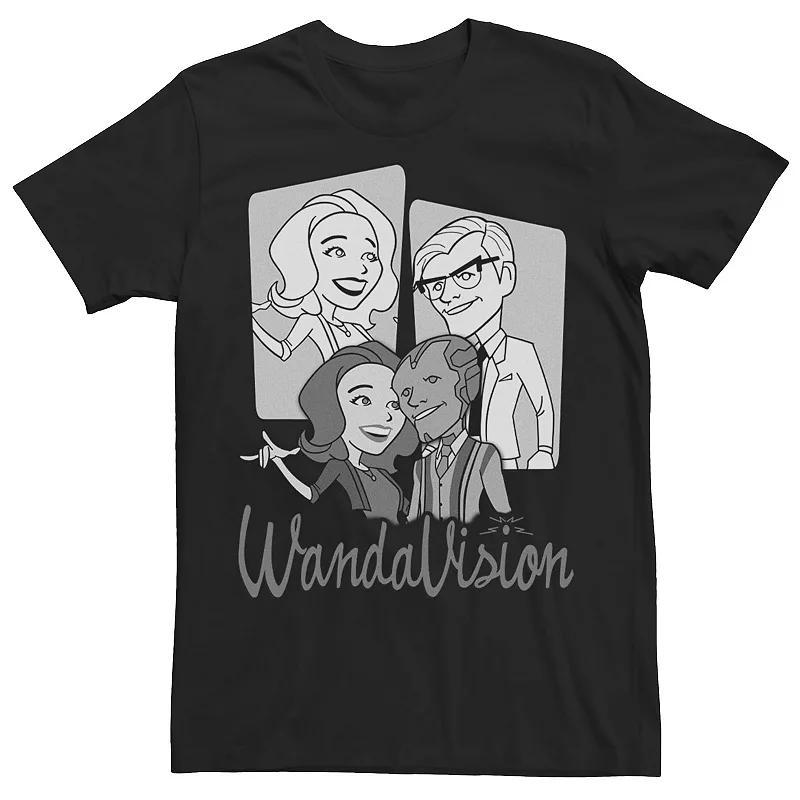 Men's Marvel WandaVision Character Panels Greyscale Tee, Size: XXL, White Product Image