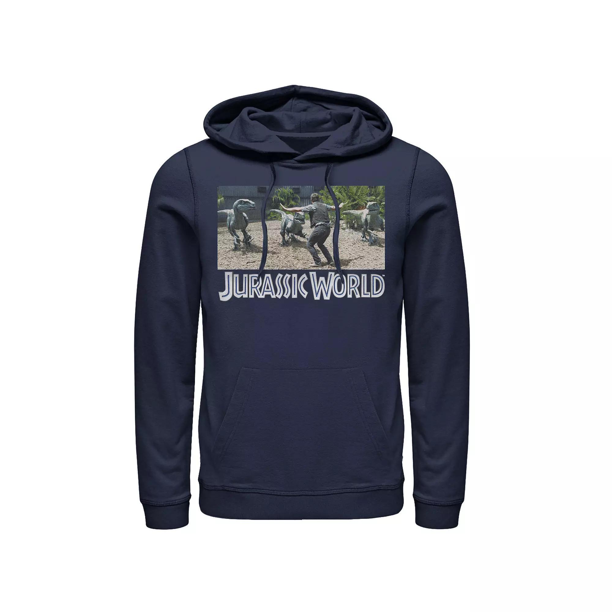 Men's Jurassic World Raptor Grunge Portrait Graphic Pullover Hoodie, Size: Small, Grey Heather Product Image