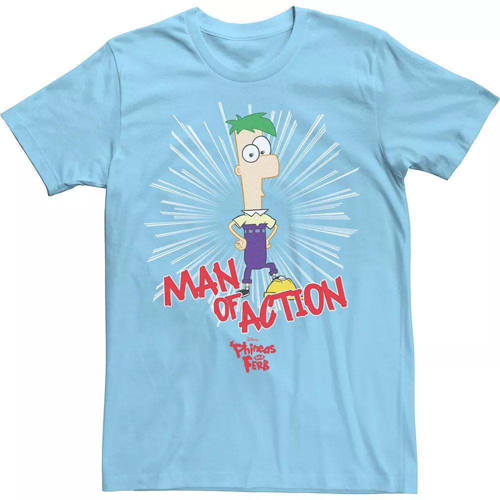 Disney's Phineas And Ferb Men's Man Of Action Tee, Size: Medium, Light Blue Product Image