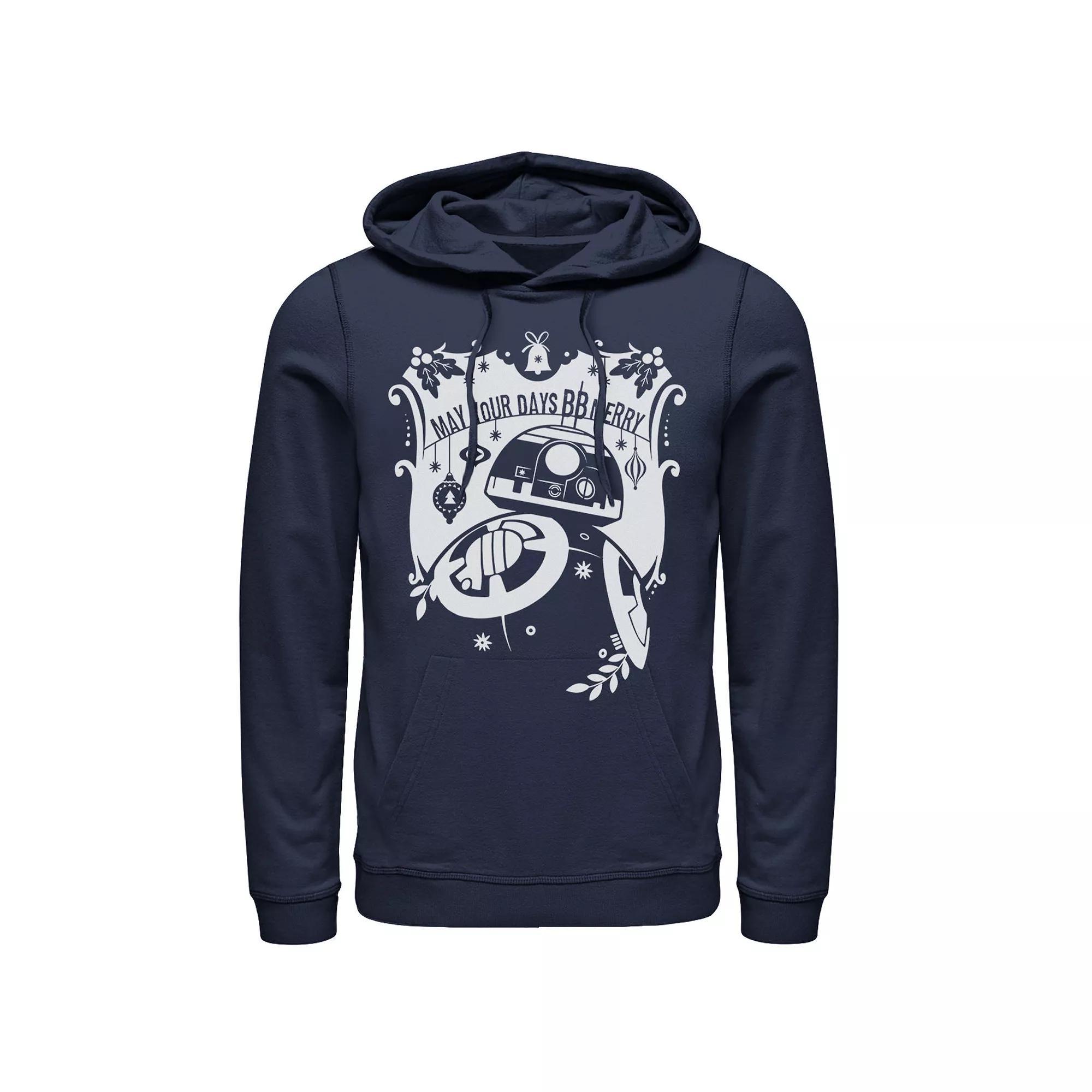 Men's Star Wars BB-8 May Your Days BB Merry Christmas Graphic Hoodie, Size: 3XL, Blue Product Image