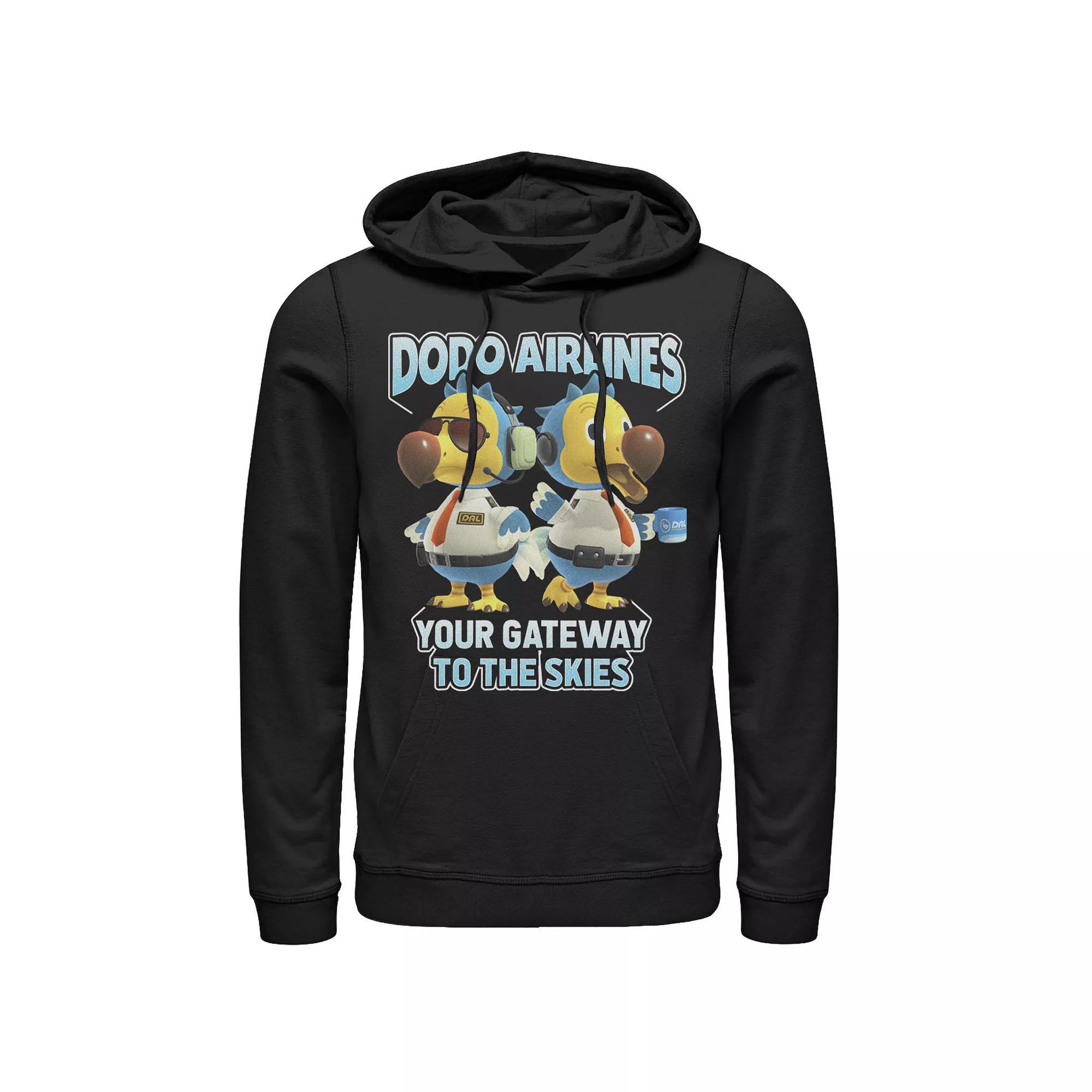Men's Animal Crossing Dodo Airlines Your Gateway To The Skies Hoodie, Size: Medium, Black Product Image