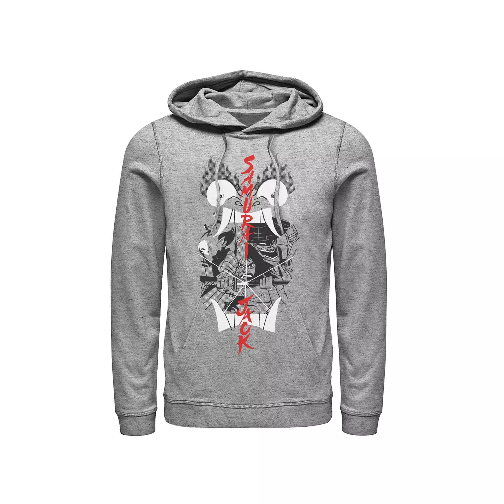 Men's CN Samurai Jack Aku Illustrated Storytelling Graphic Hoodie, Size: 3XL, Athletic Grey Product Image