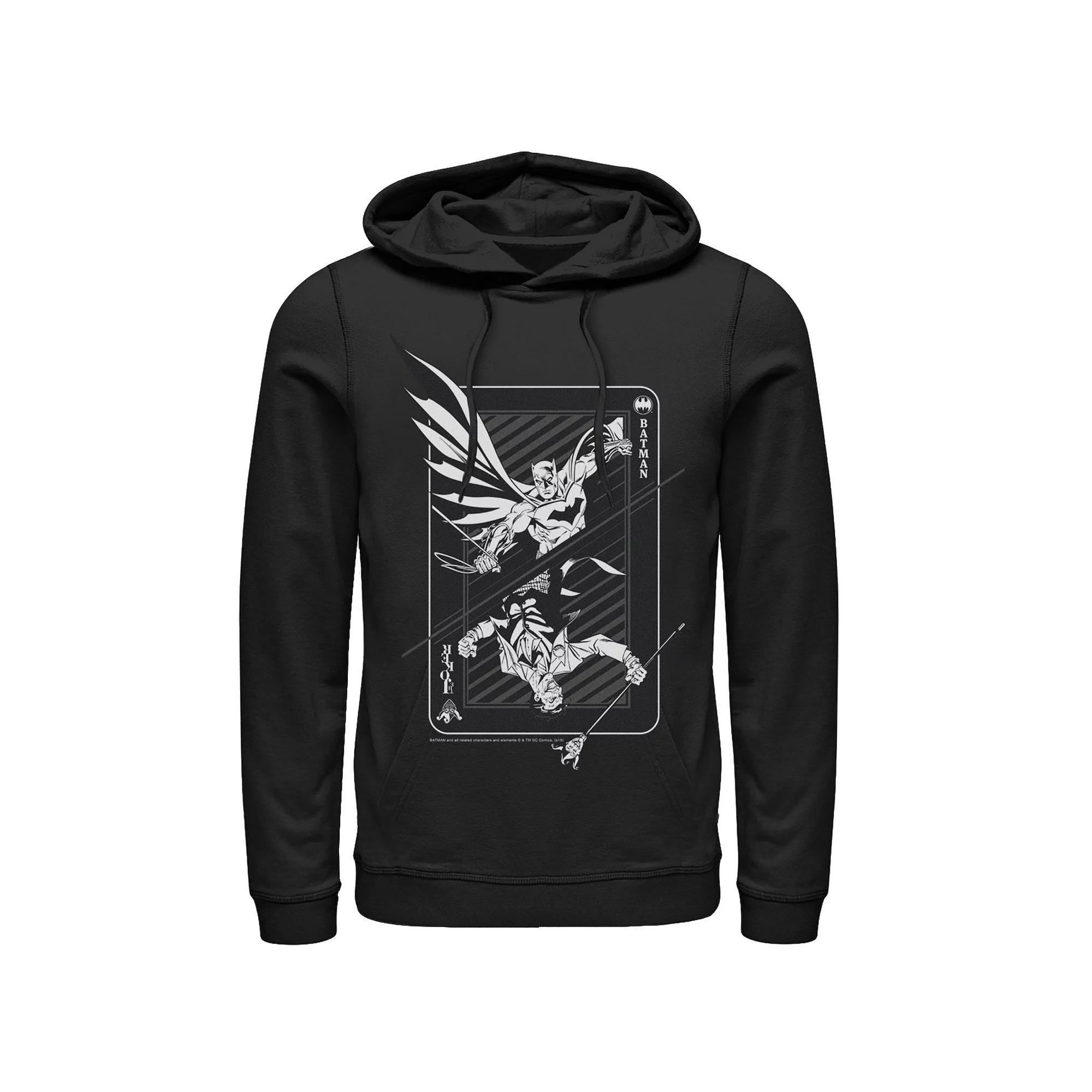 Men's DC Comics Batman And Joker Card Poster Hoodie, Size: XL, Black Product Image