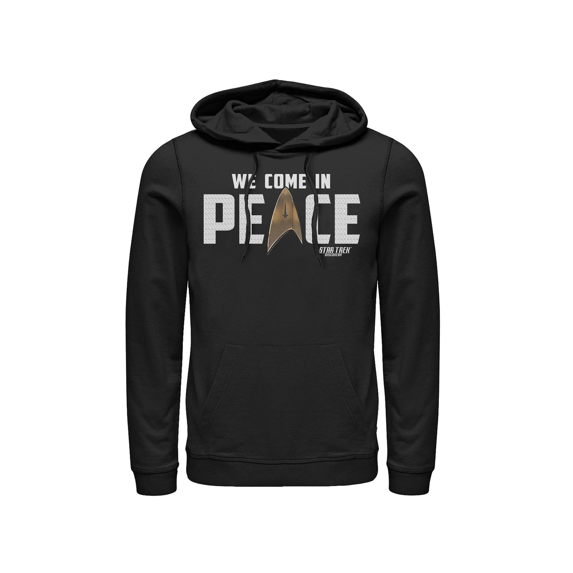 Mens Star Trek Discovery We Come In Peace Badge Hoodie Product Image