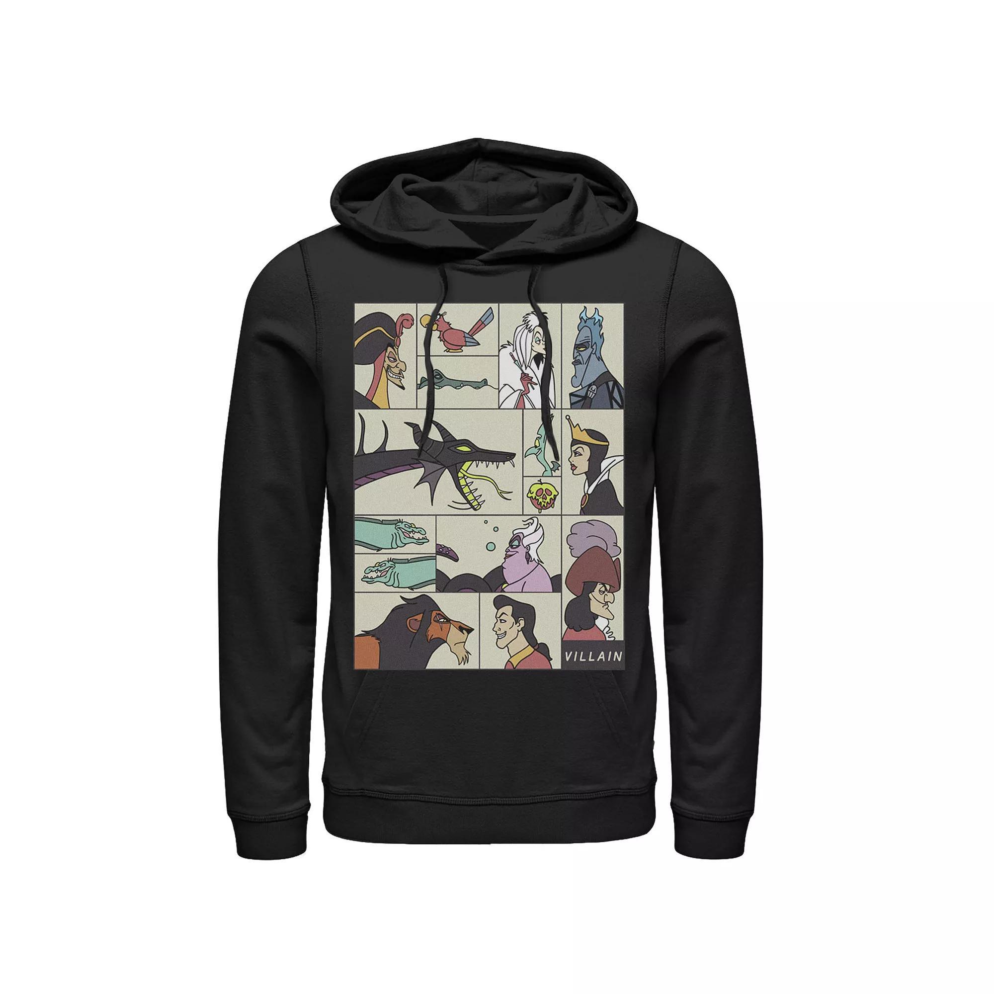 Disney's Villains Men's Comic Style Portrait Panels Hoodie, Size: XL, Black Product Image