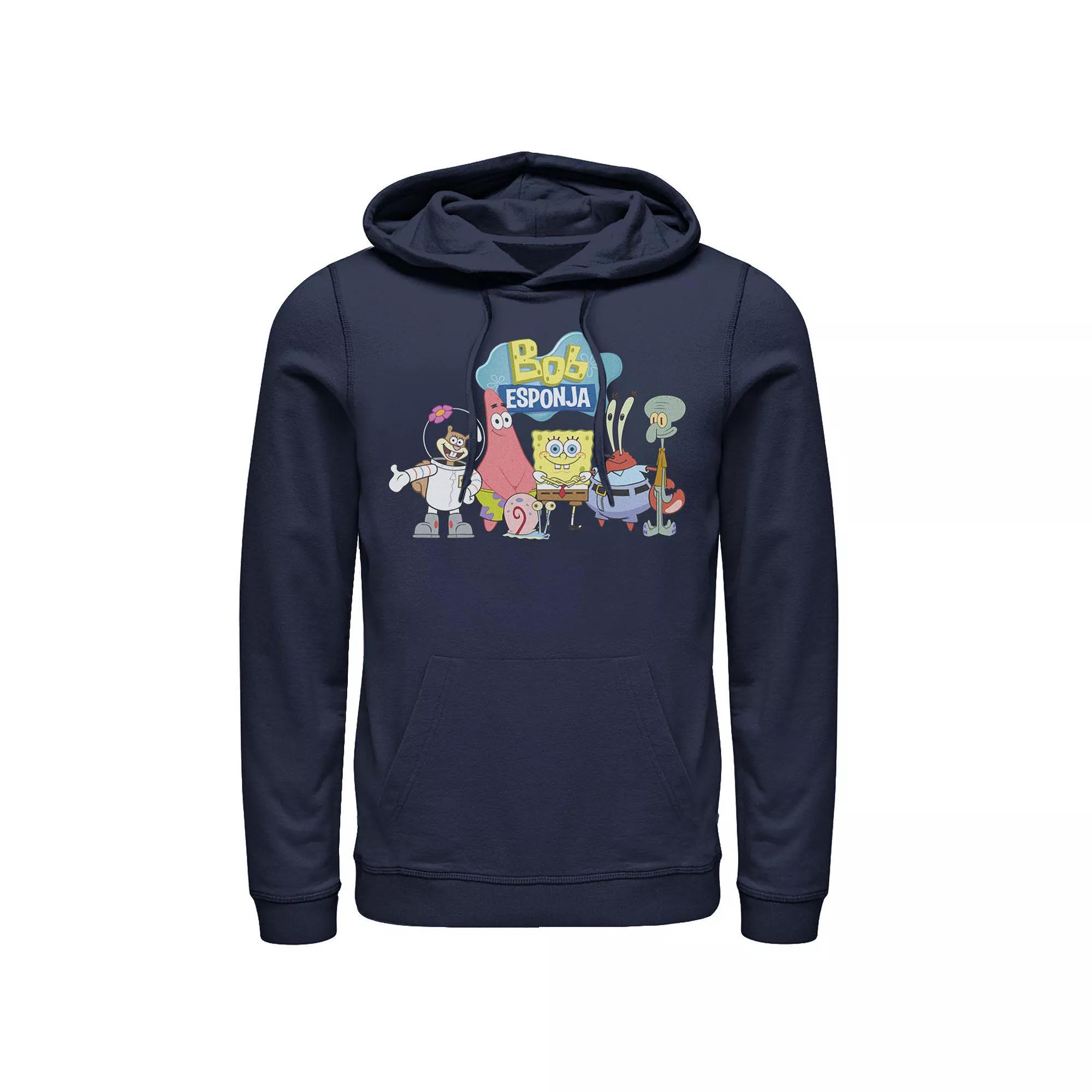 Men's Nickelodeon SpongeBob SquarePants Bob Esponja Happy Group Shot Graphic Hoodie, Size: Large, Black Product Image