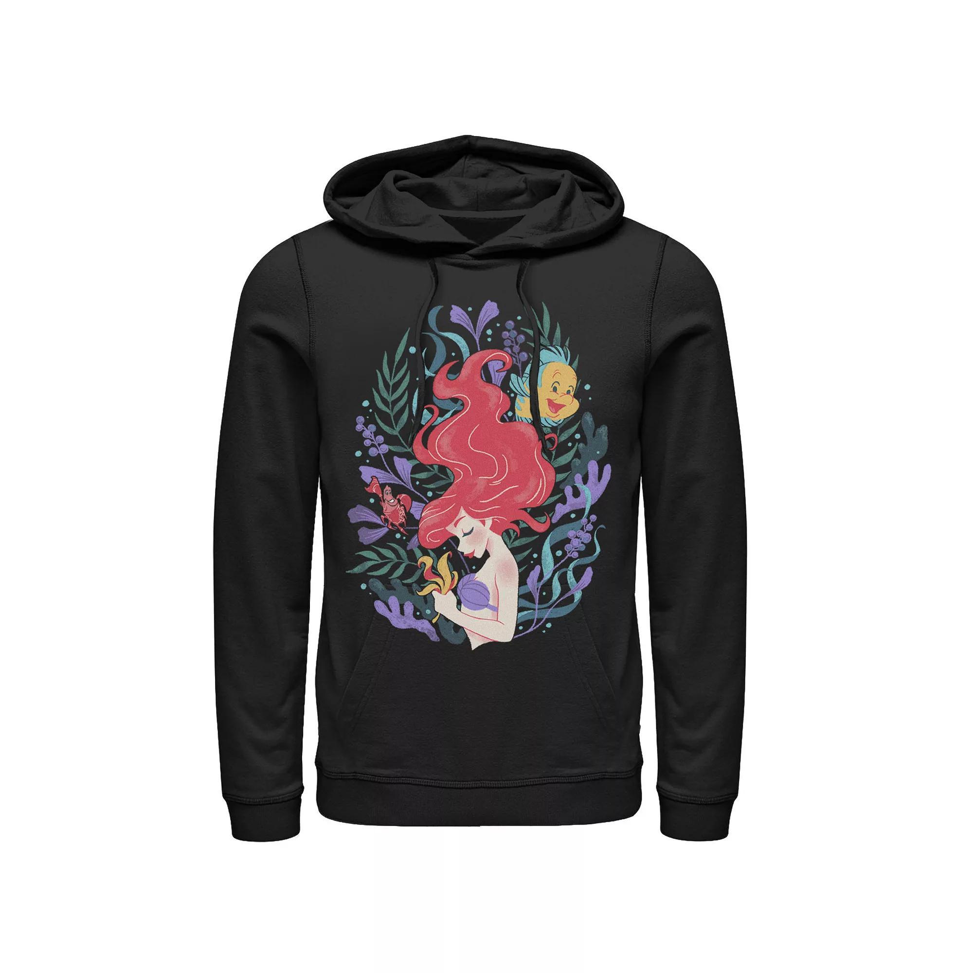 Disney's The Little Mermaid Ariel Flounder And Sebastian Men's Hoodie, Size: XL, Black Product Image