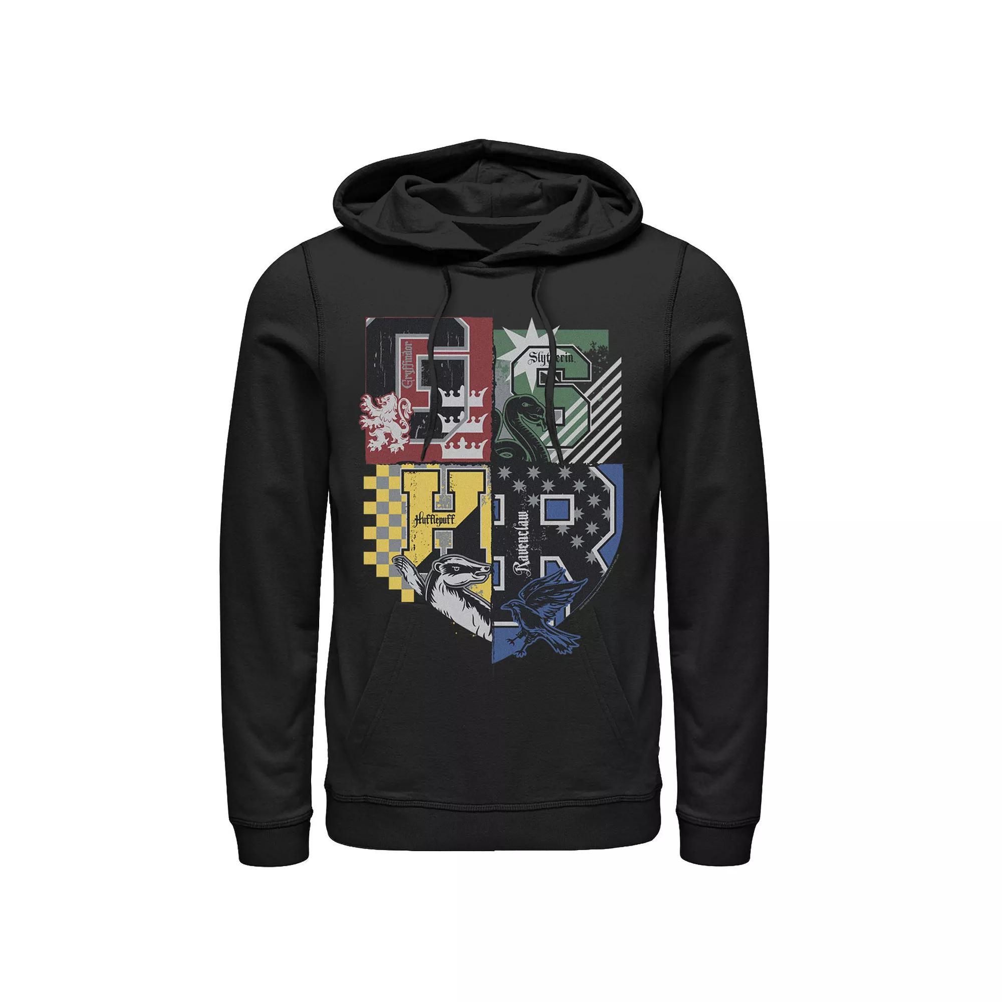 Men's Harry Potter House Crests Pullover Hoodie, Size: XL, Black Product Image