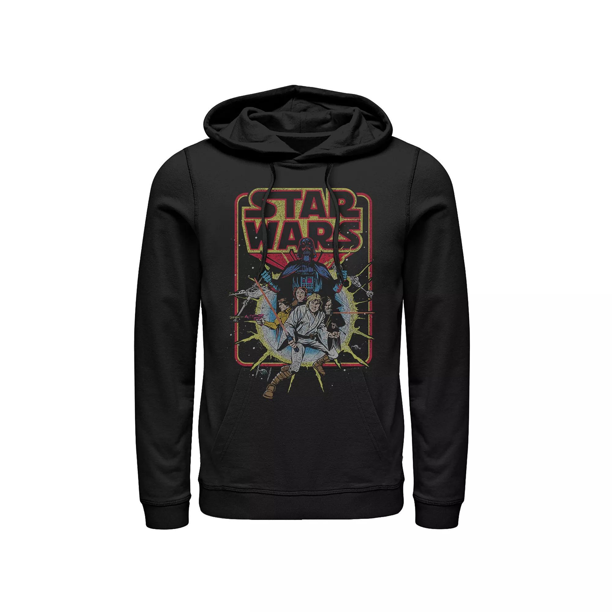Men's Star Wars Comic Style Character Boxes Graphic Pullover Hoodie, Size: XXL, Blue Product Image
