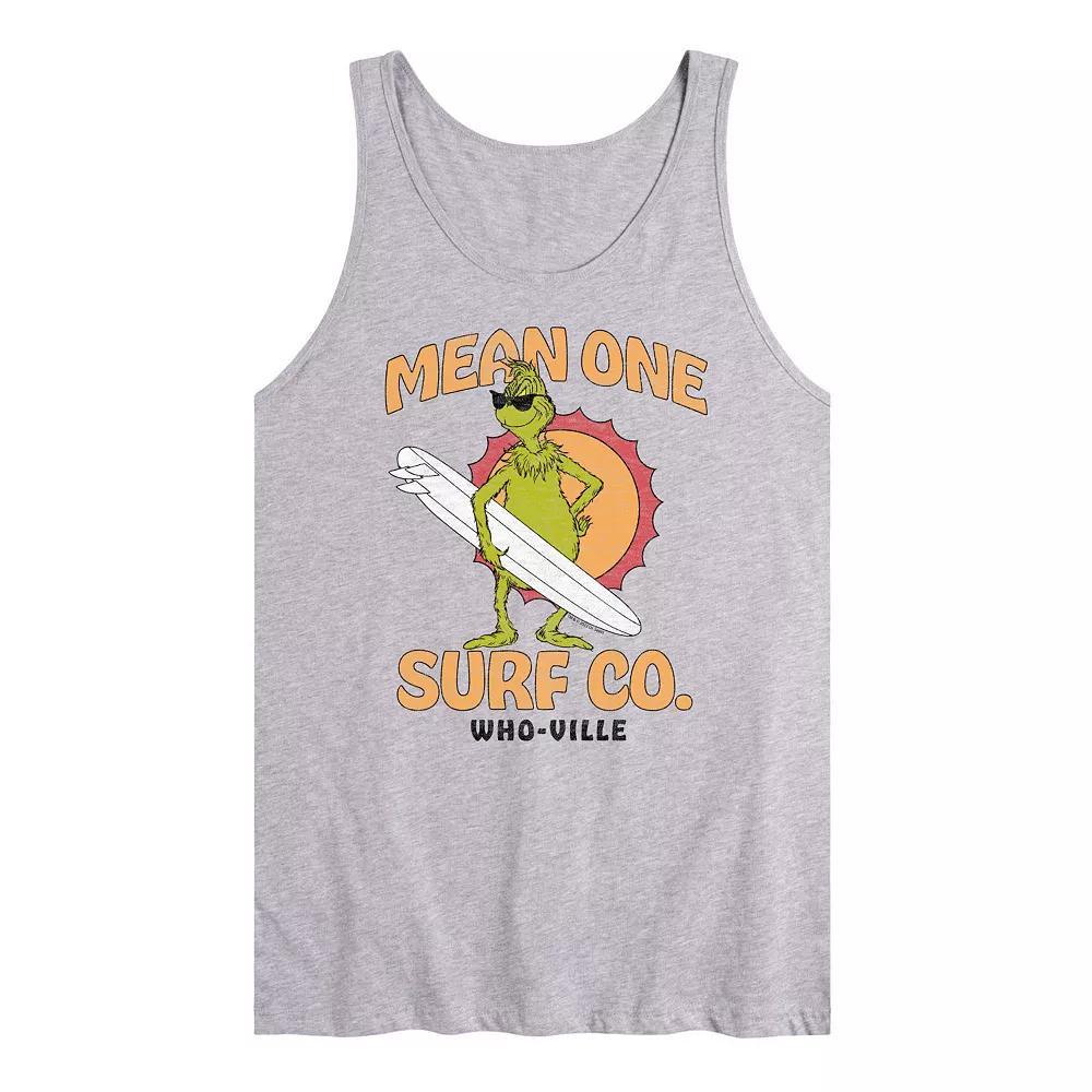 Men's Dr. Seuss The Grinch Mean One Surf Graphic Tank Top, Size: Large, Grey Gray Product Image