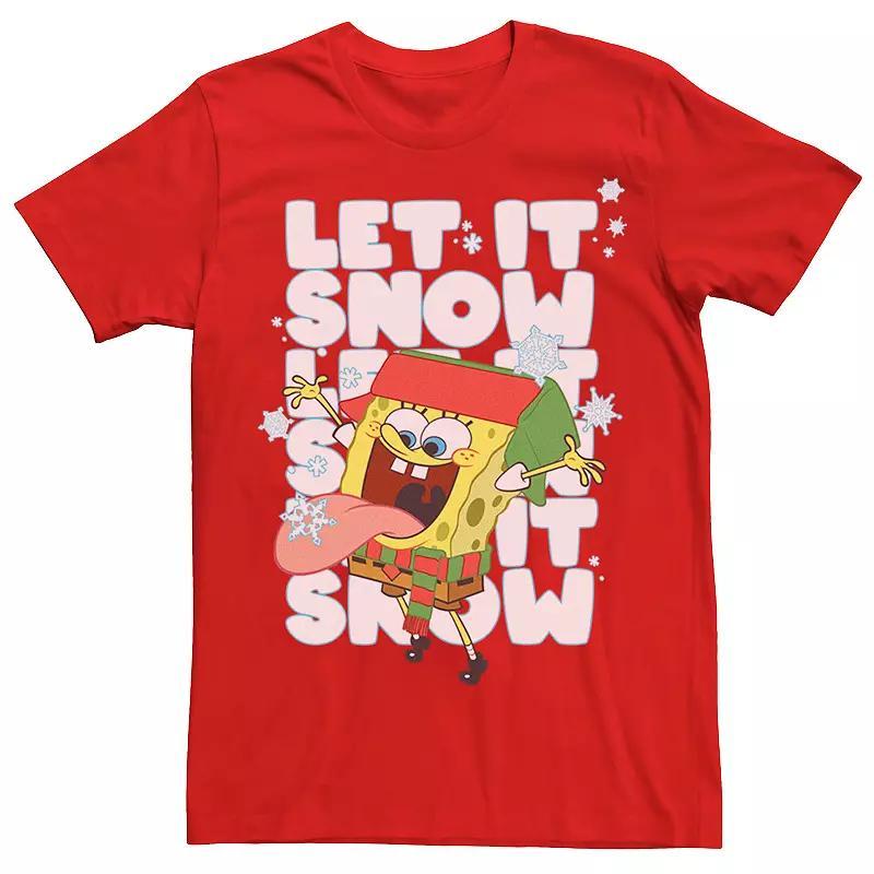 Men's Spongebob Squarepants Let It Snow Tee, Size: XXL, Red Grey Product Image