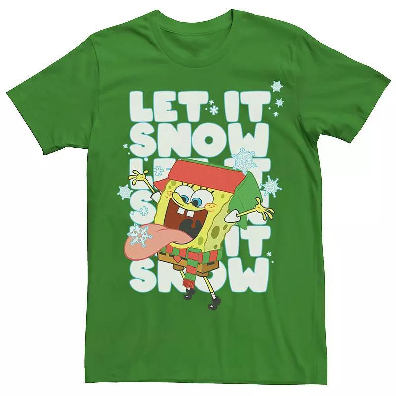 Men's Spongebob Squarepants Let It Snow Tee, Size: XXL, Red Grey Product Image