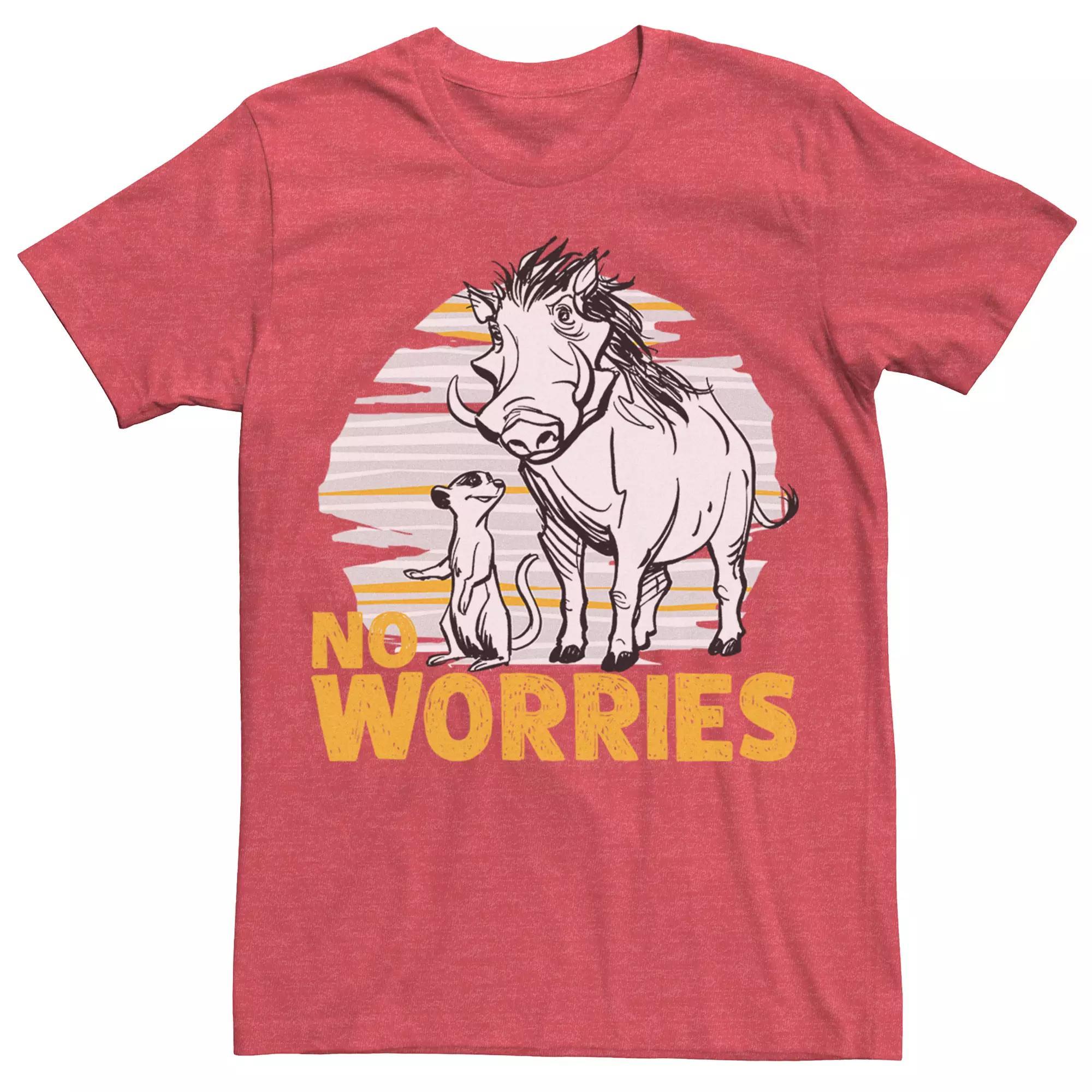 Disney's Lion King Men's No Worries Short Sleeve Tee, Size: Large, Red Grey Product Image