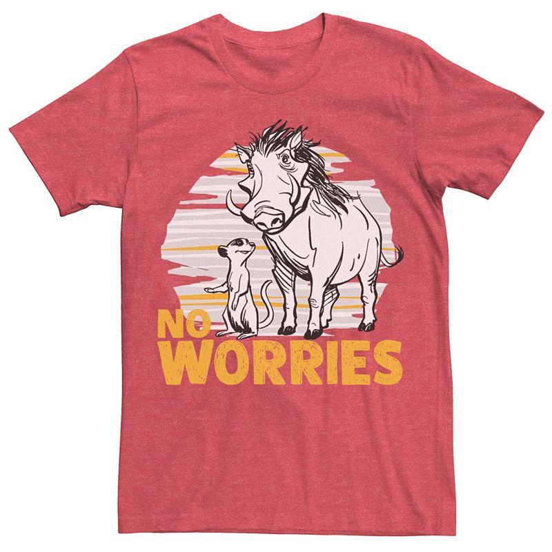 Disney's Lion King Men's No Worries Short Sleeve Tee, Size: Large, Red Grey Product Image