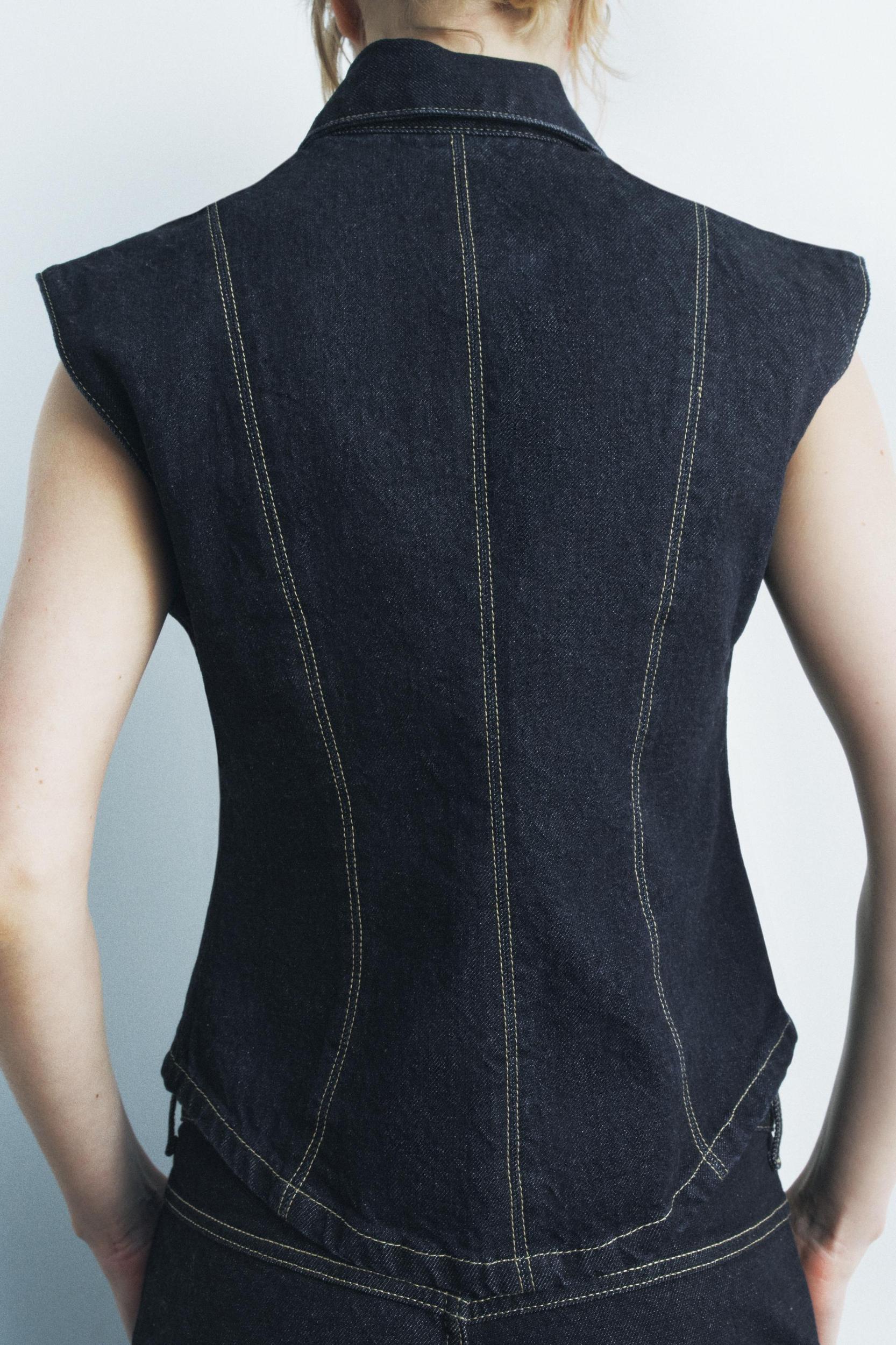 TOPSTITCH DENIM VEST ZW COLLECTION Product Image