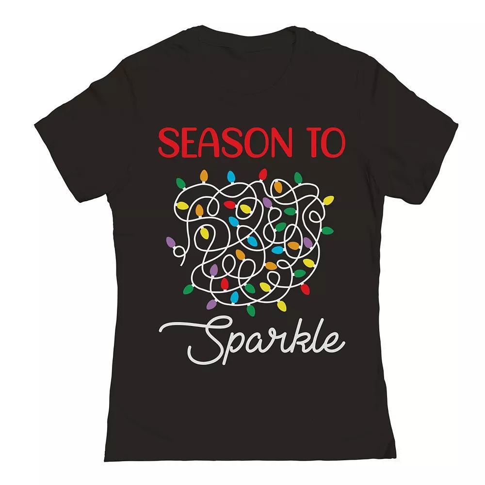 Junior's Christmas Season Sparkle Graphic Tee, Women's, Size: XL, Black Product Image