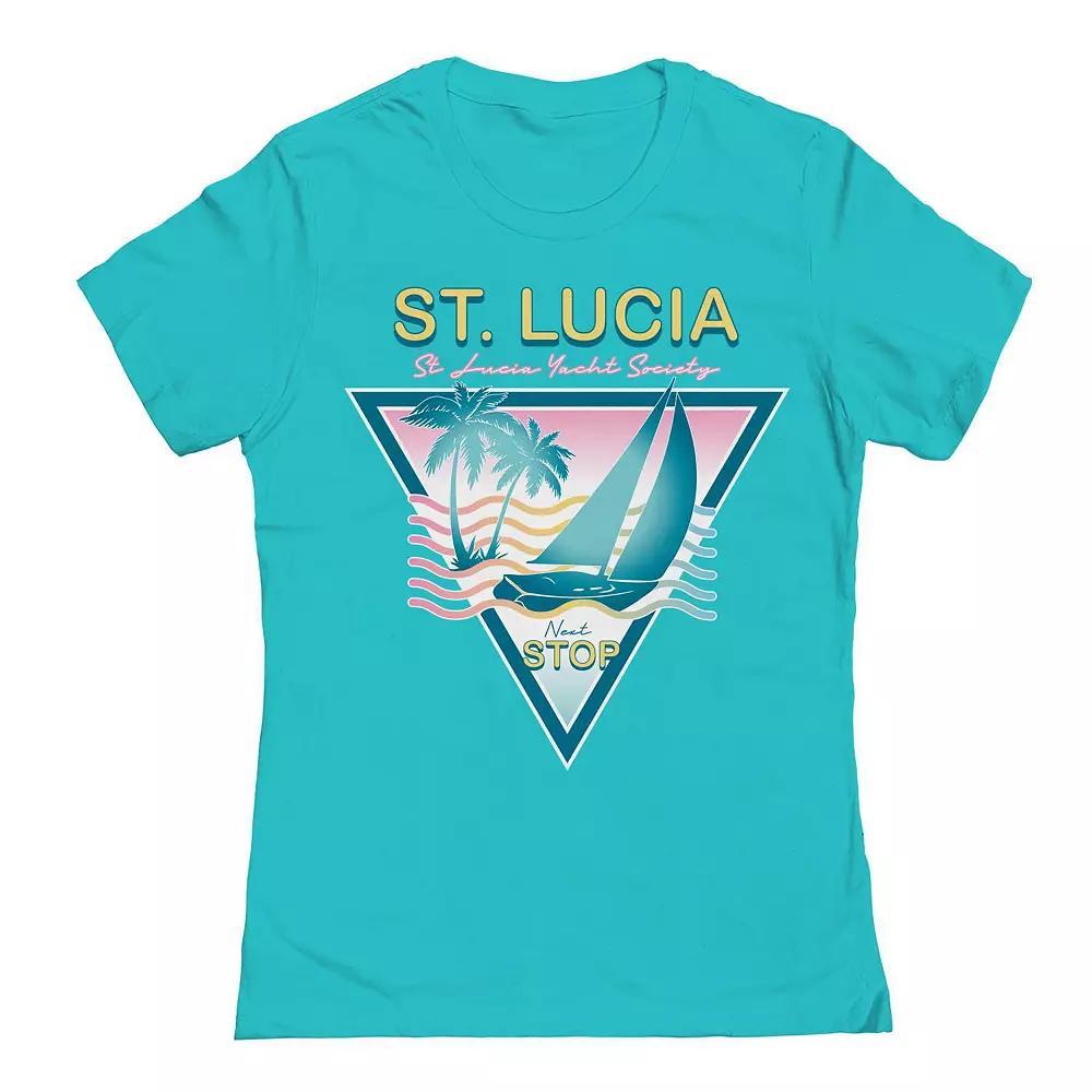 Junior's St Lucia Graphic Tee, Women's, Size: Large, Tahiti Blue Product Image