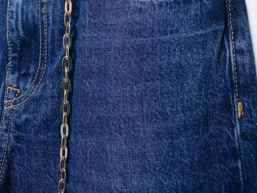 High Waist Washed Wide Leg Jeans With Belt Product Image