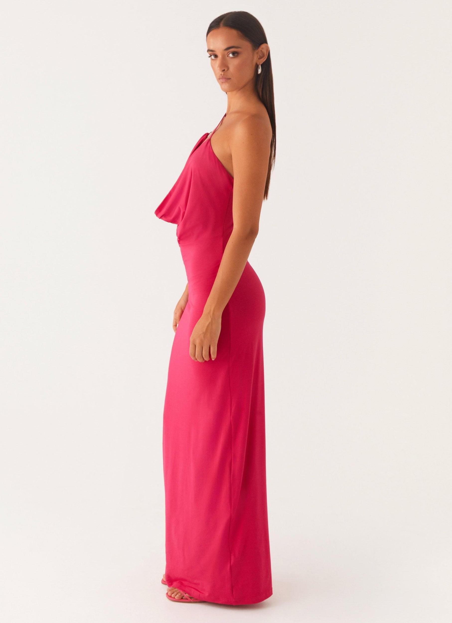 Jayla One Shoulder Maxi Dress - Fuchsia Product Image