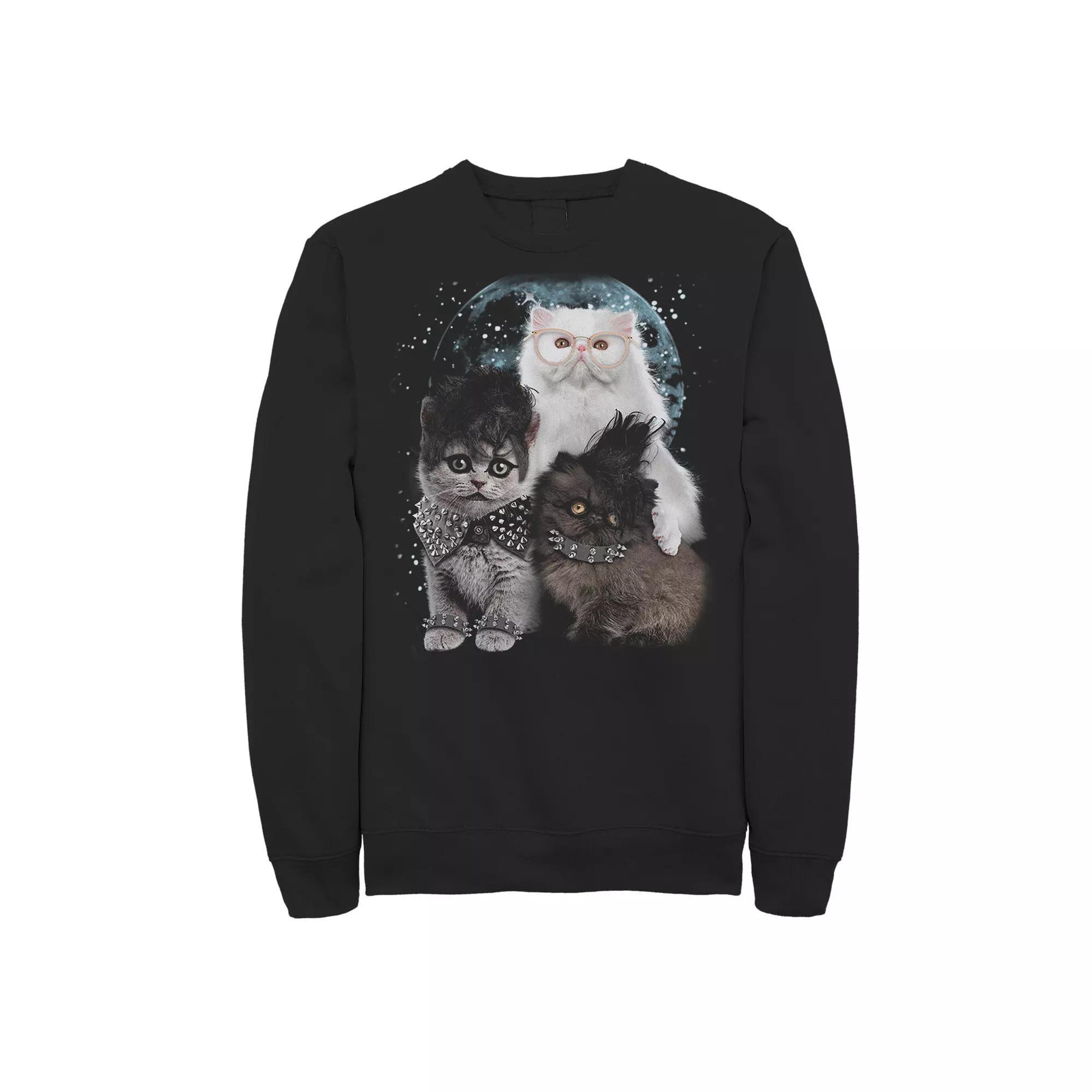 Men's Heavy Metal Cats In Space Pullover Fleece, Size: Medium, Black Product Image