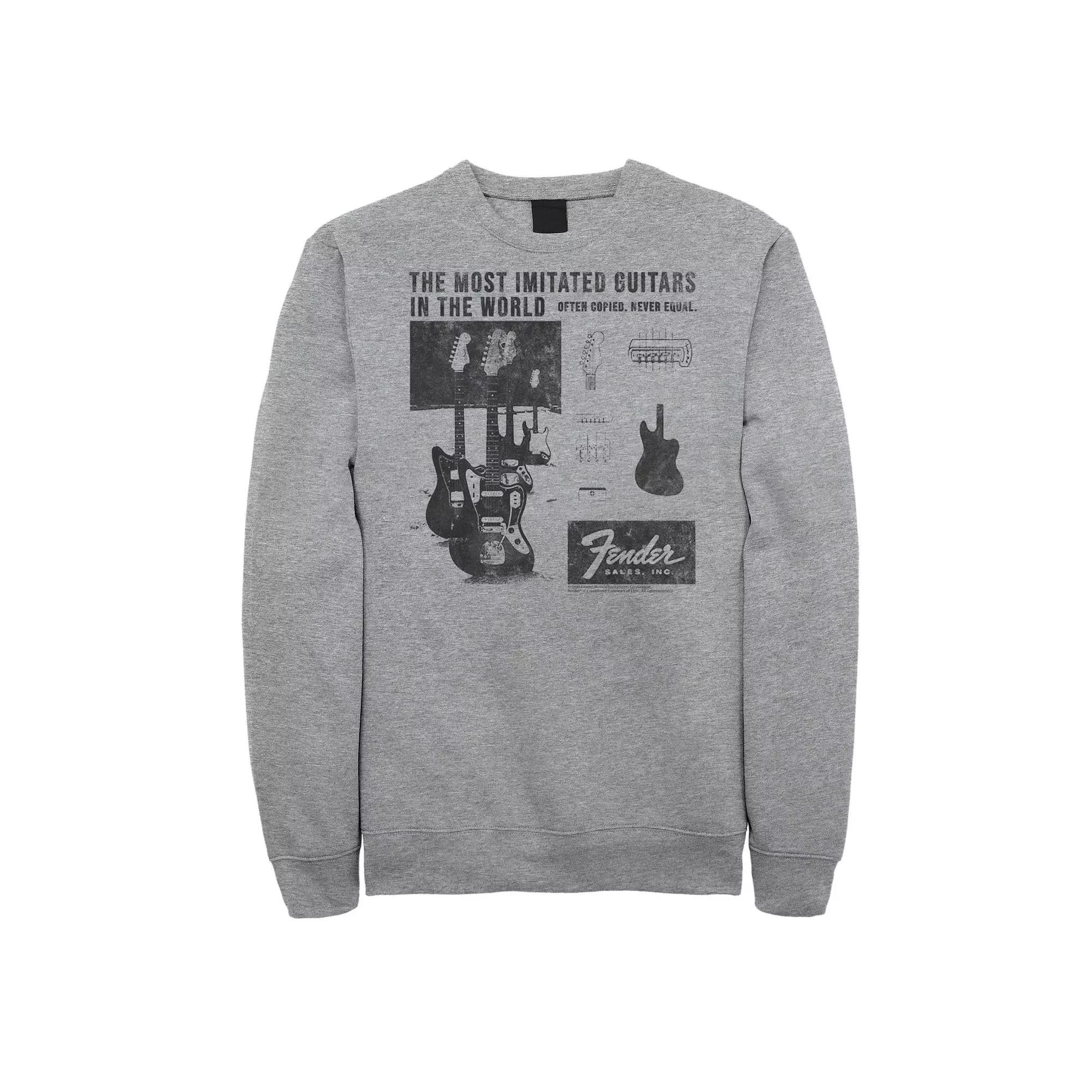 Big & Tall Fender The Most Imitated Guitars In The World Fleece Sweatshirt, Men's, Size: 5XL, Athletic Grey Product Image