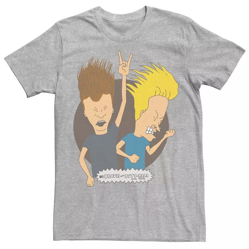 Men's Beavis & Butthead So Broken Group Shot Poster Tee, Size: Small, Athletic Grey Product Image