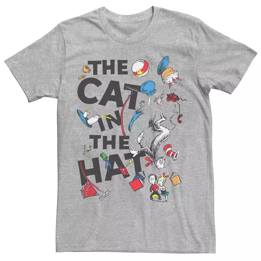 Men's Dr. Seuss The Cat In The Hat Poster Graphic Tee, Size: Medium, Athletic Grey Product Image
