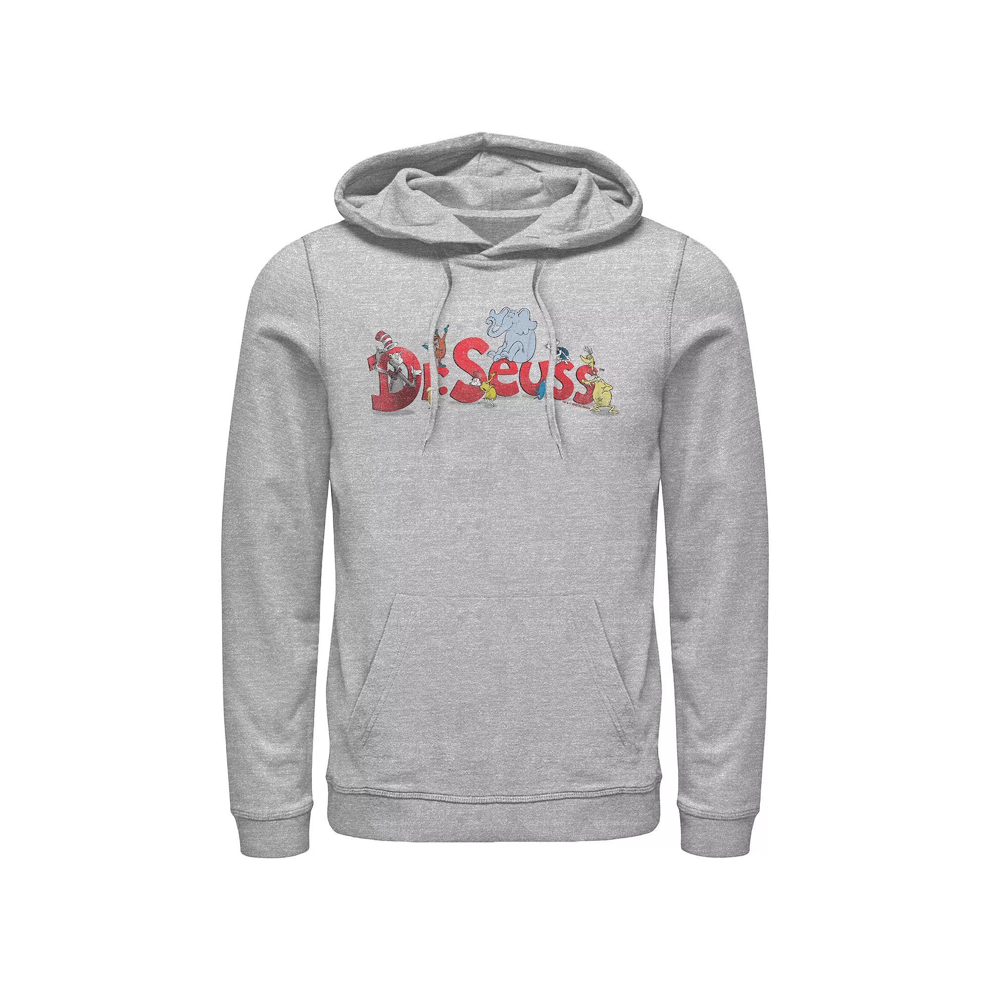 Men's Dr. Seuss Characters Graphic Hoodie, Size: Small, Athletic Grey Product Image