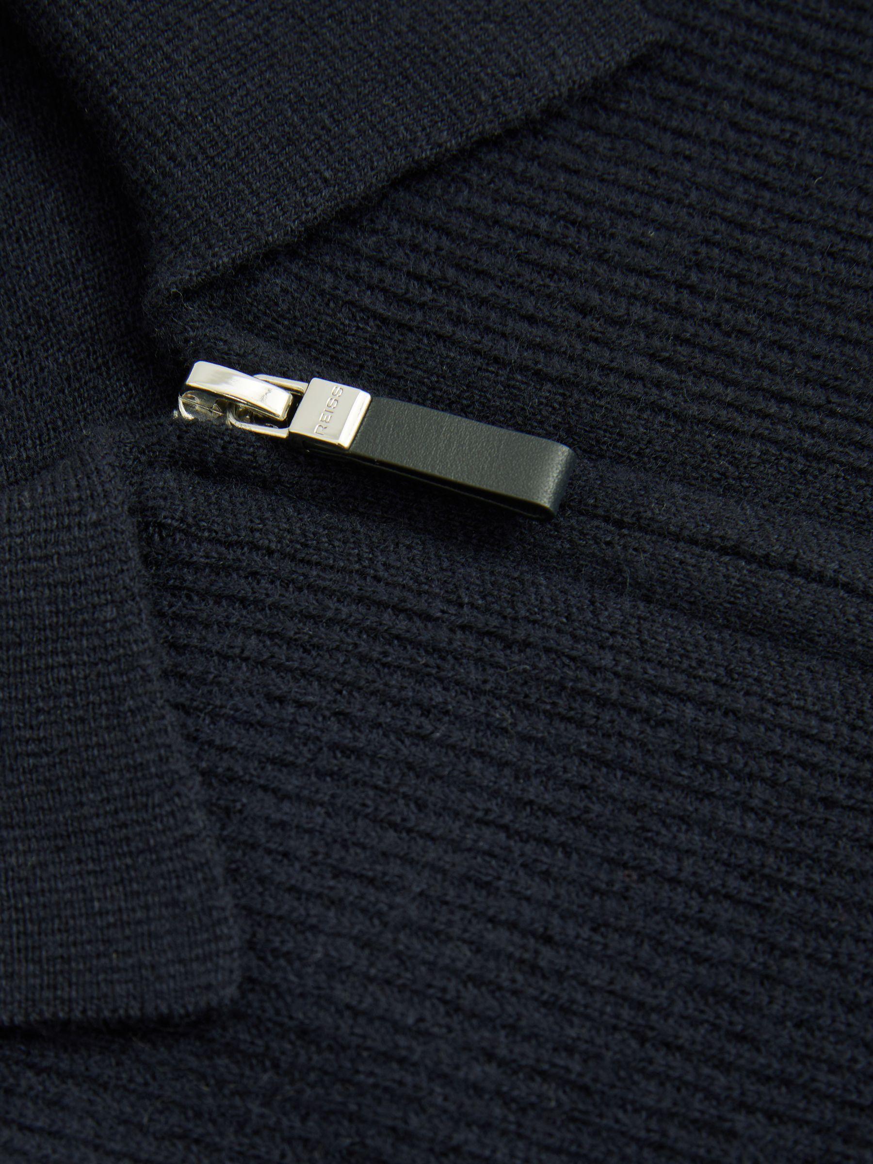 Wool Half-Zip Polo Shirt in Navy Blue Product Image