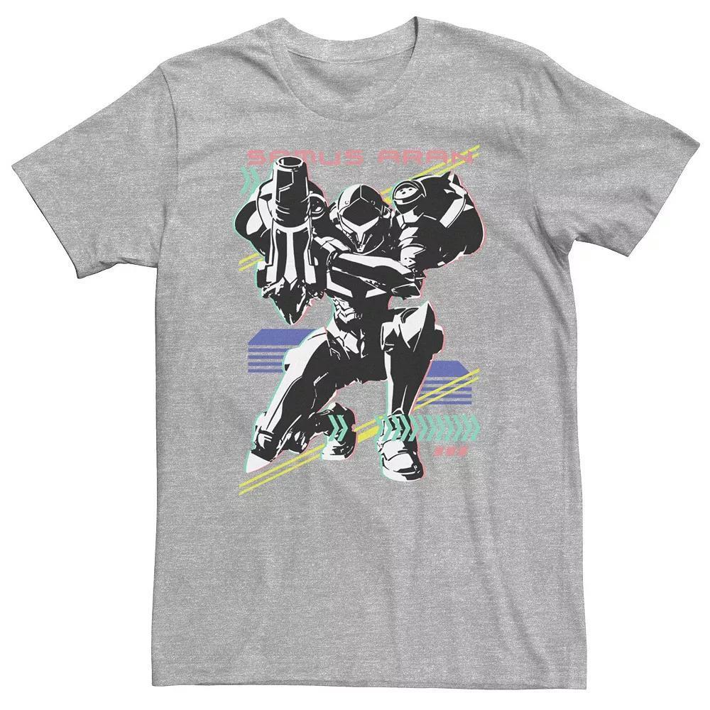 Big & Tall Nintendo Metroid Samus Aran Retro Neon Poster Tee, Men's, Size: 3XL Tall, White Product Image