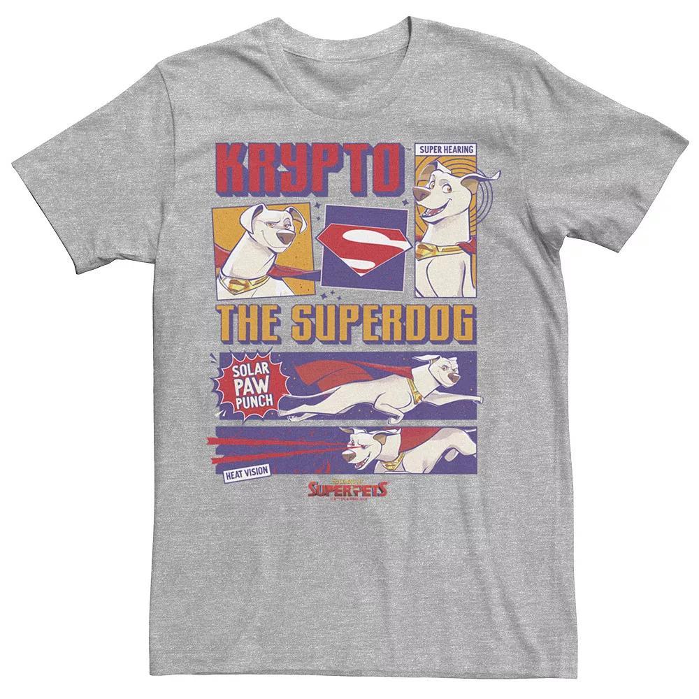 Men's DC Super Pets DC League Of Super Pets Krypto Panels Tee, Size: XL, Athletic Grey Product Image